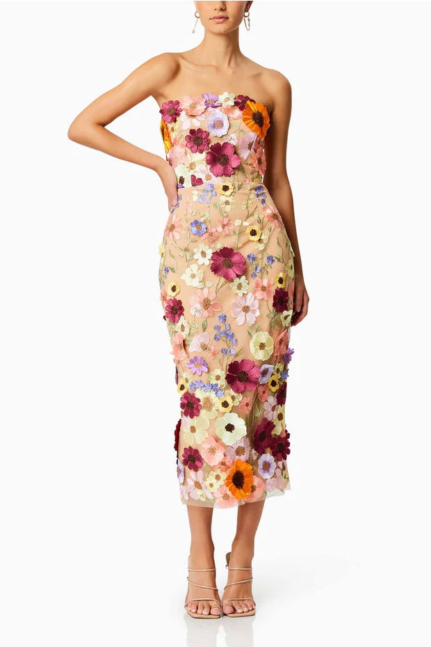 Winslet Embellished Floral Lace Midi Dress