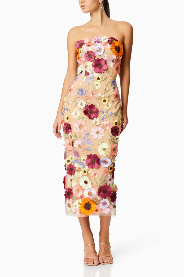 Winslet Embellished Floral Lace Midi Dress