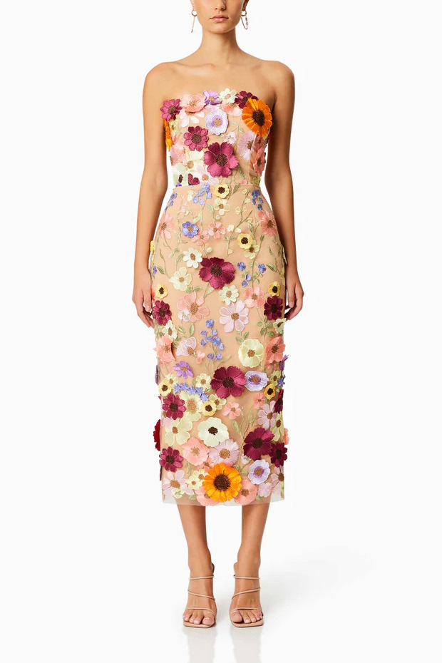 Winslet Embellished Floral Lace Midi Dress