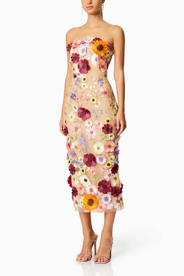 Winslet Embellished Floral Lace Midi Dress