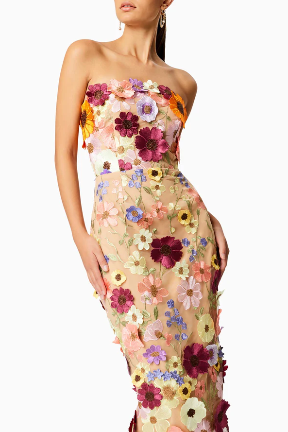 Winslet Embellished Floral Lace Midi Dress