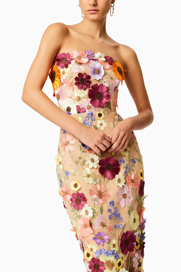 Winslet Embellished Floral Lace Midi Dress