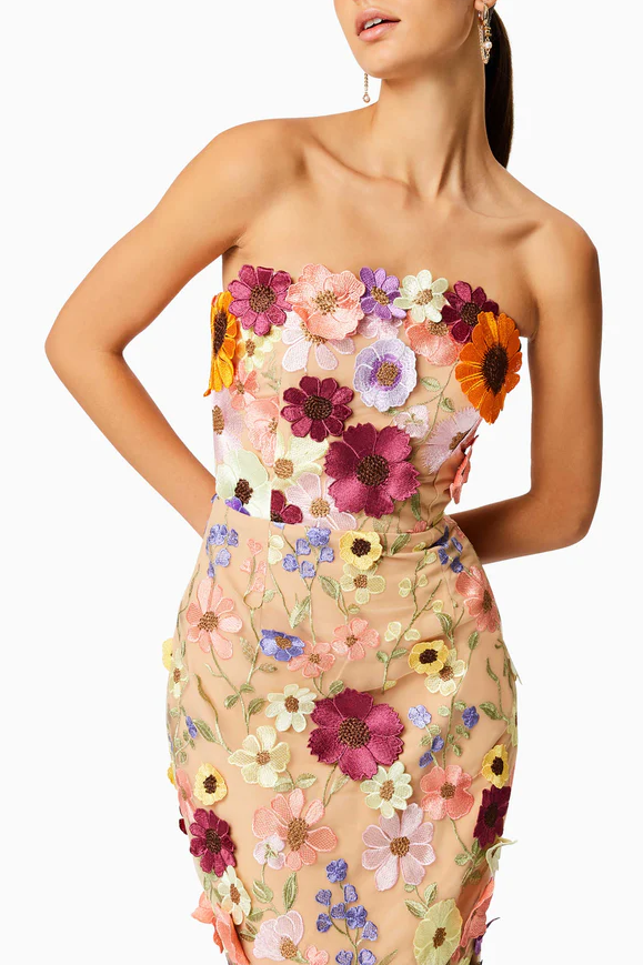 Winslet Embellished Floral Lace Midi Dress