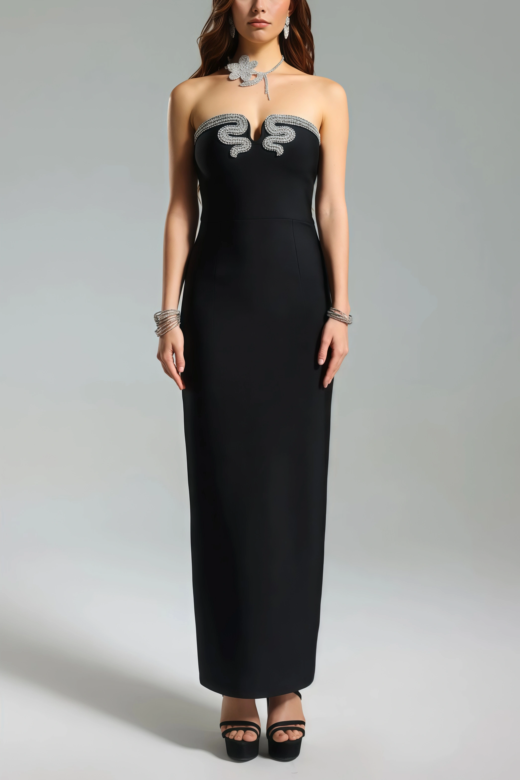 Eka Diamond Strapless Maxi Dress