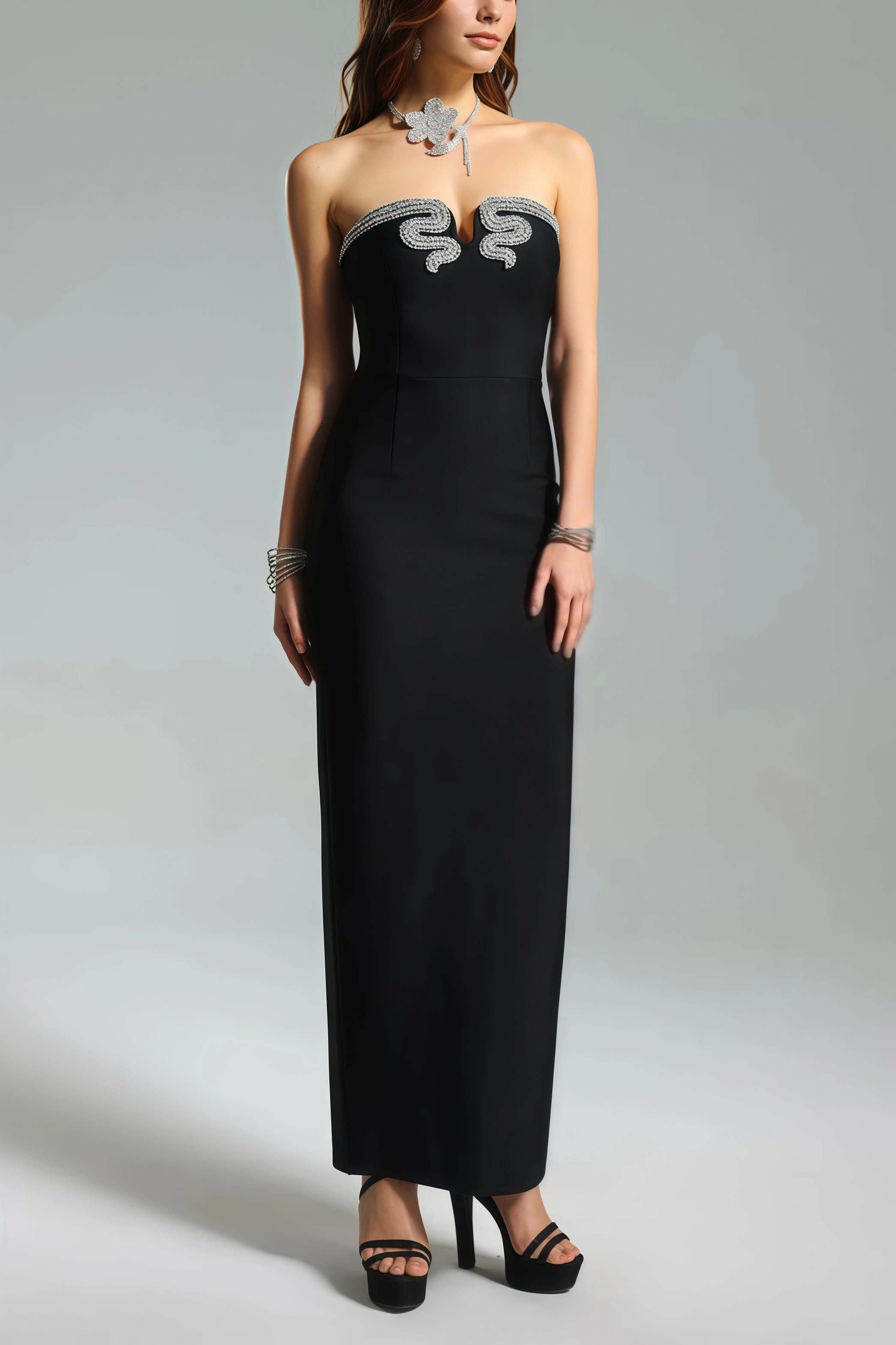Eka Diamond Strapless Maxi Dress