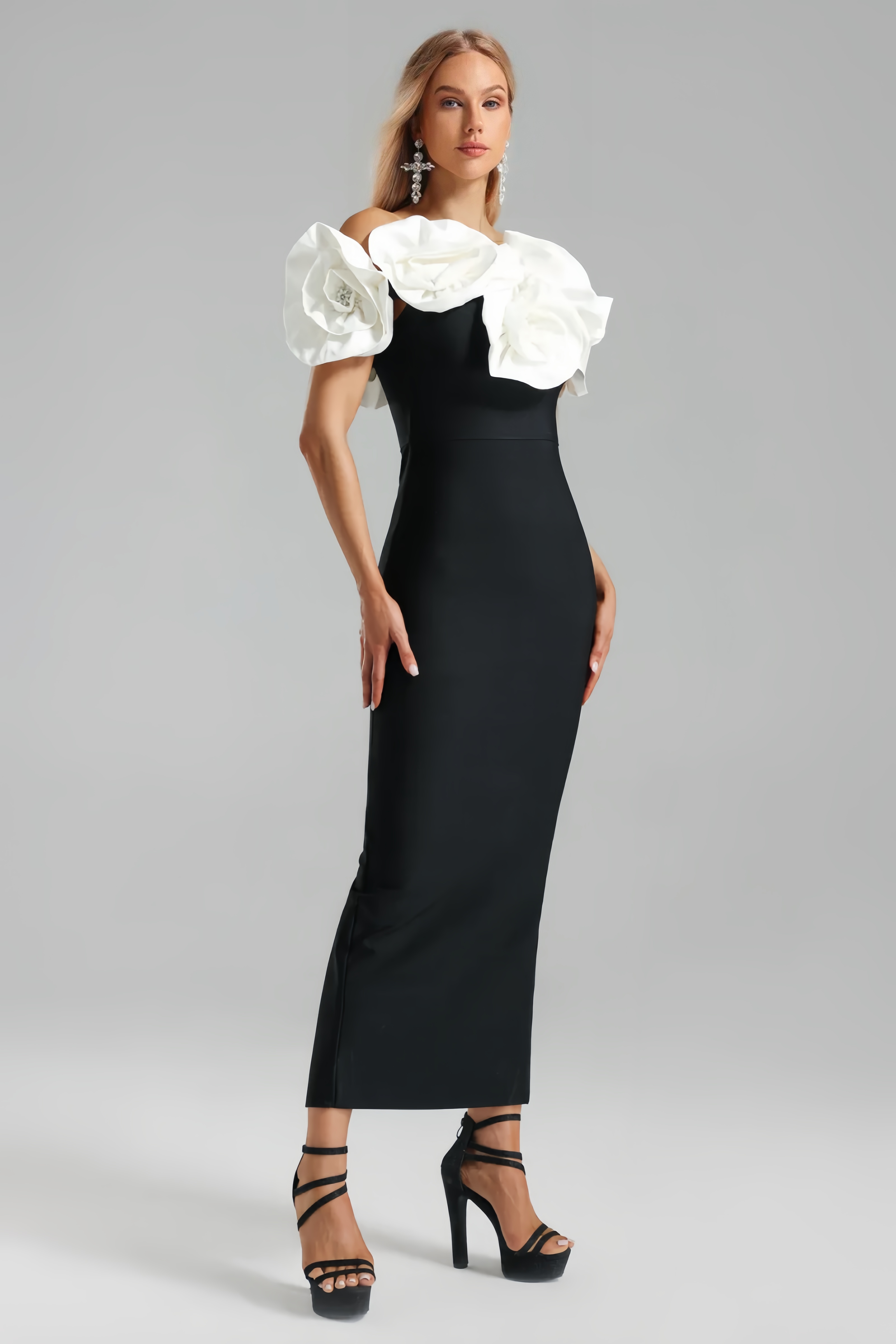 Slaia Flower One Shoulder Maxi Dress