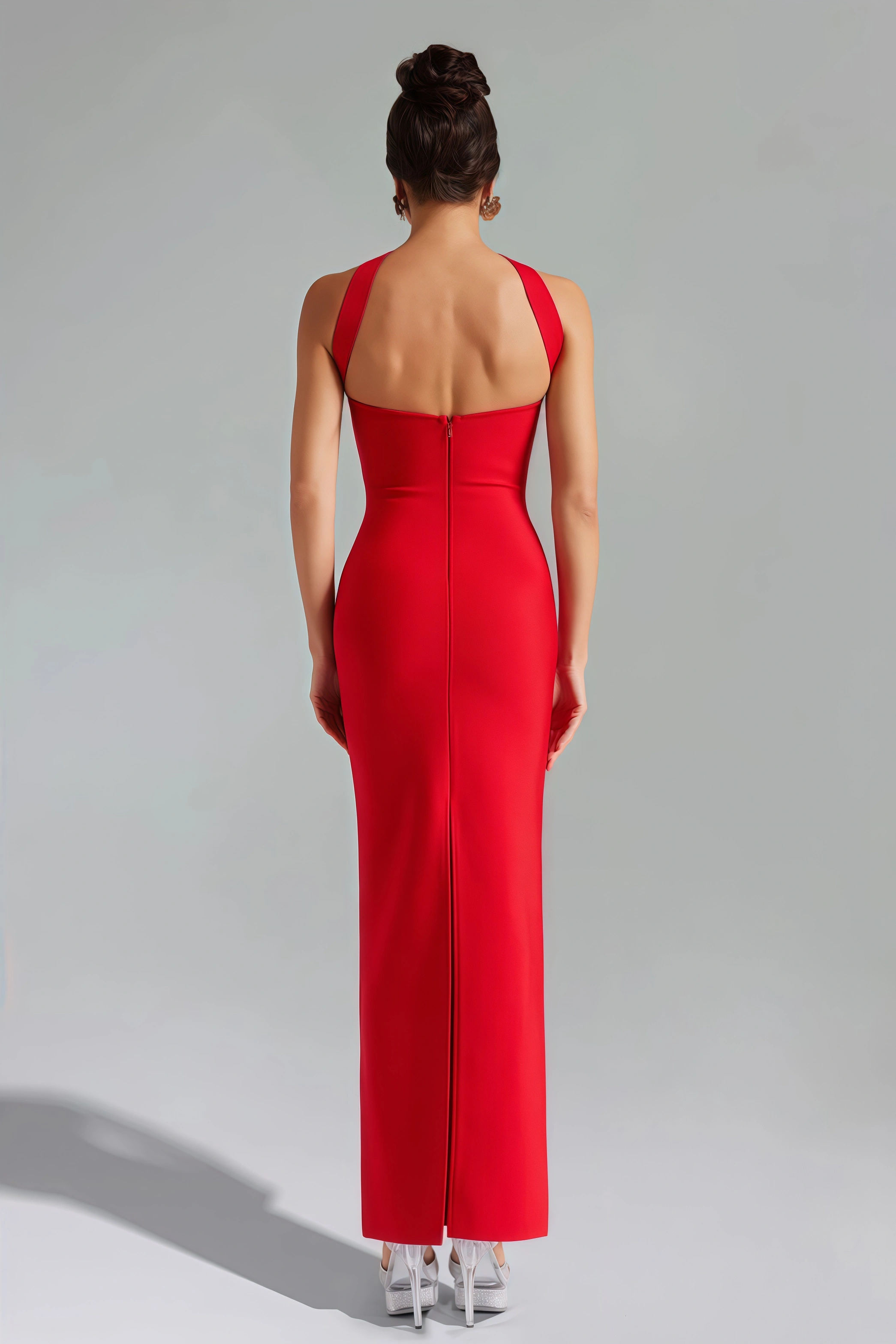 Aroa Sheath Tight Neckline Maxi Dress