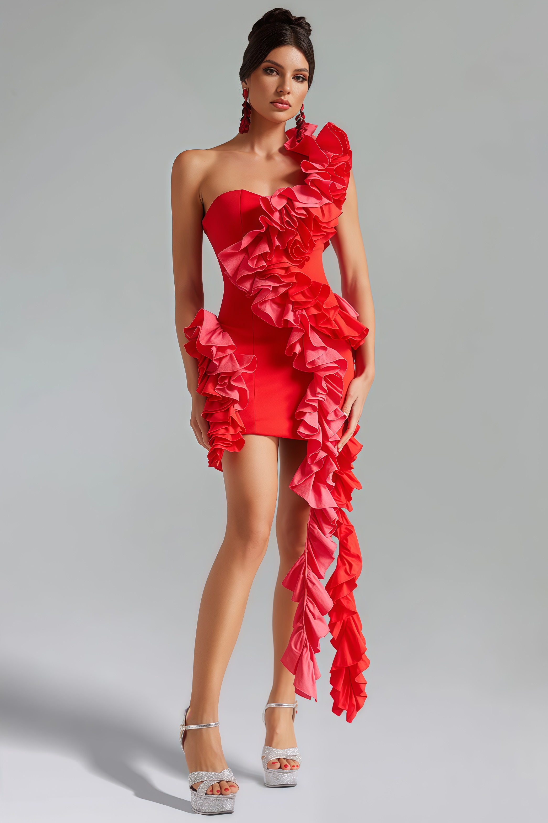 Grace One Shoulder Ruffled Mini Dress