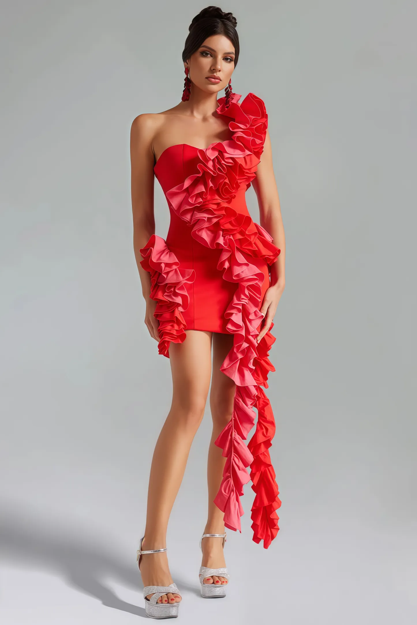Grace One Shoulder Ruffled Mini Dress
