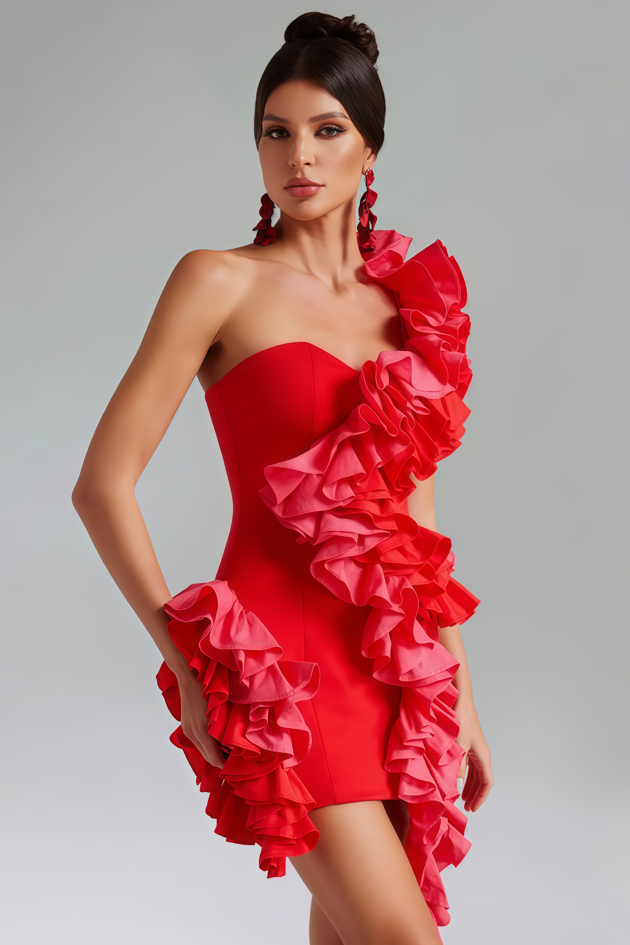 Grace One Shoulder Ruffled Mini Dress