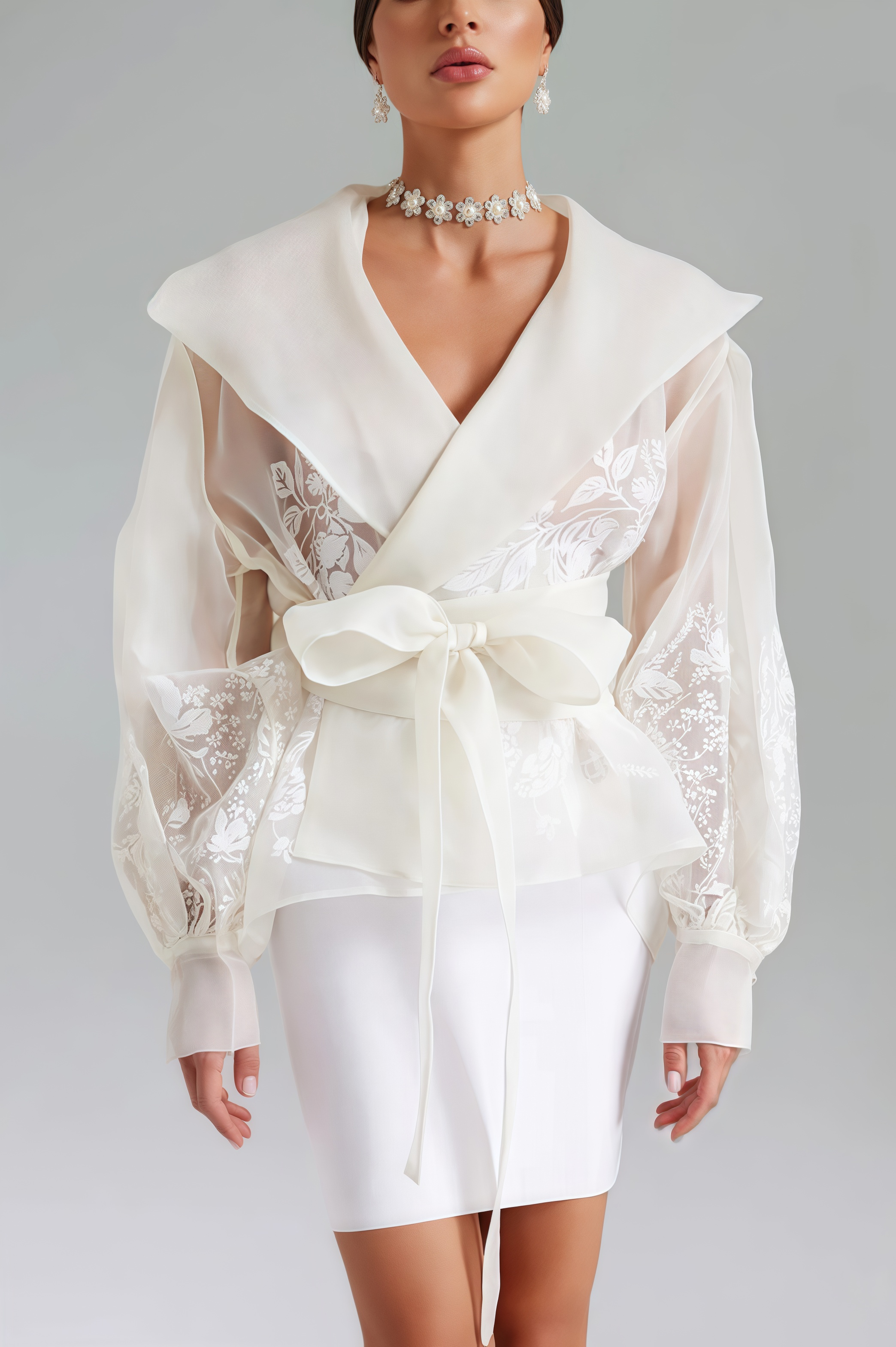 Larkad White Embroidery Jacket