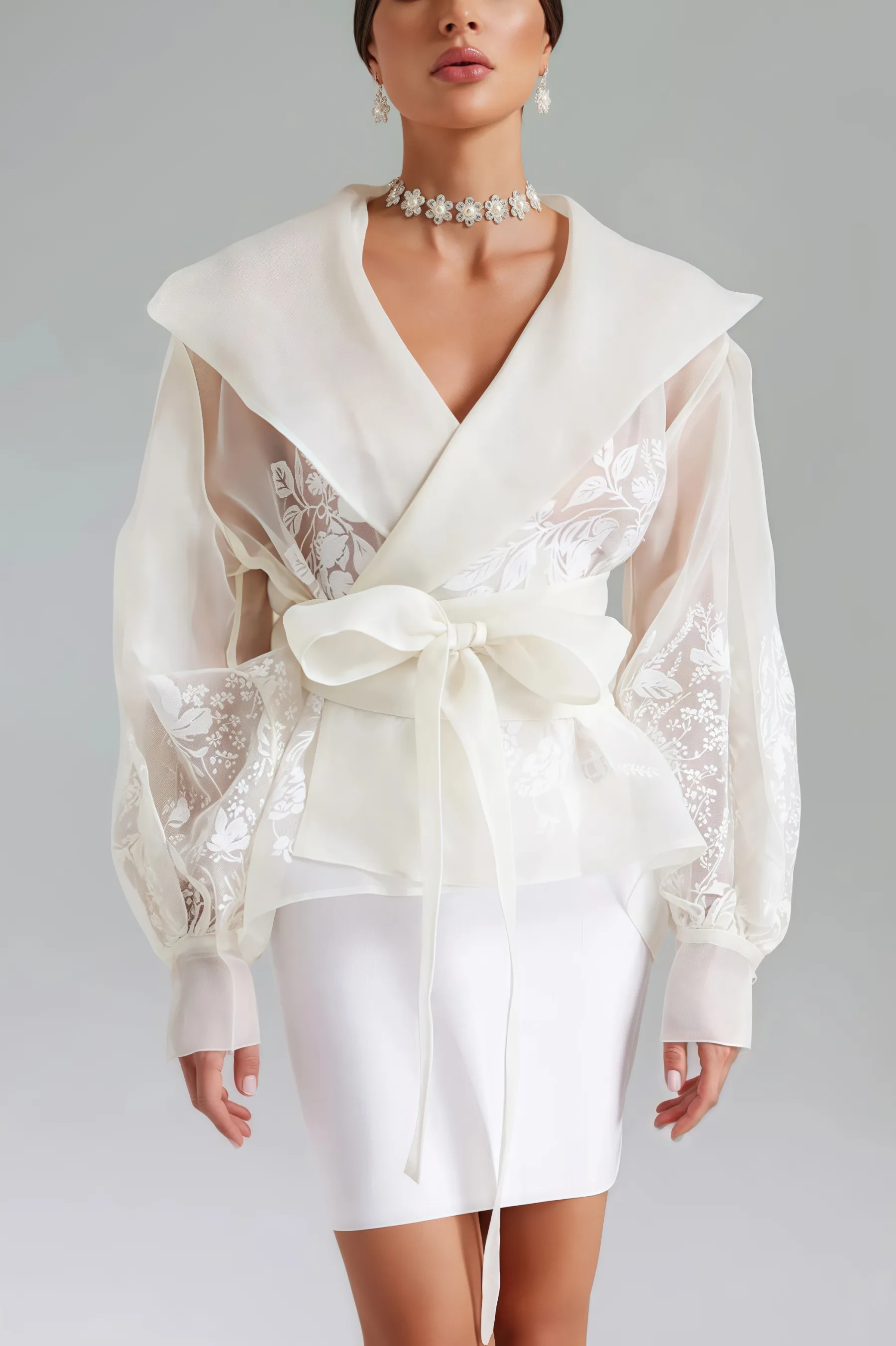Larkad White Embroidery Jacket