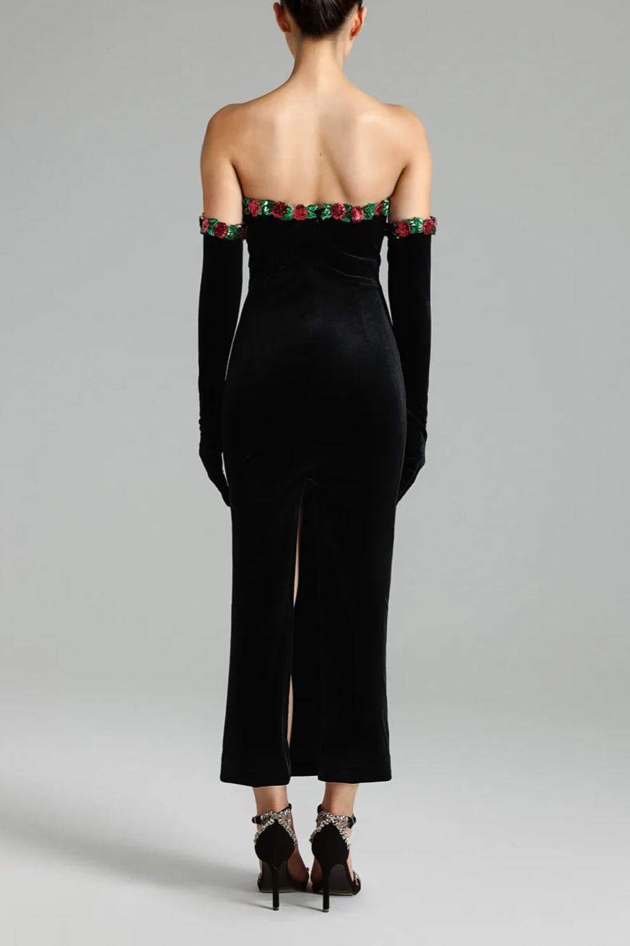 Callista  Sequins Flower Velvet Maxi Dress