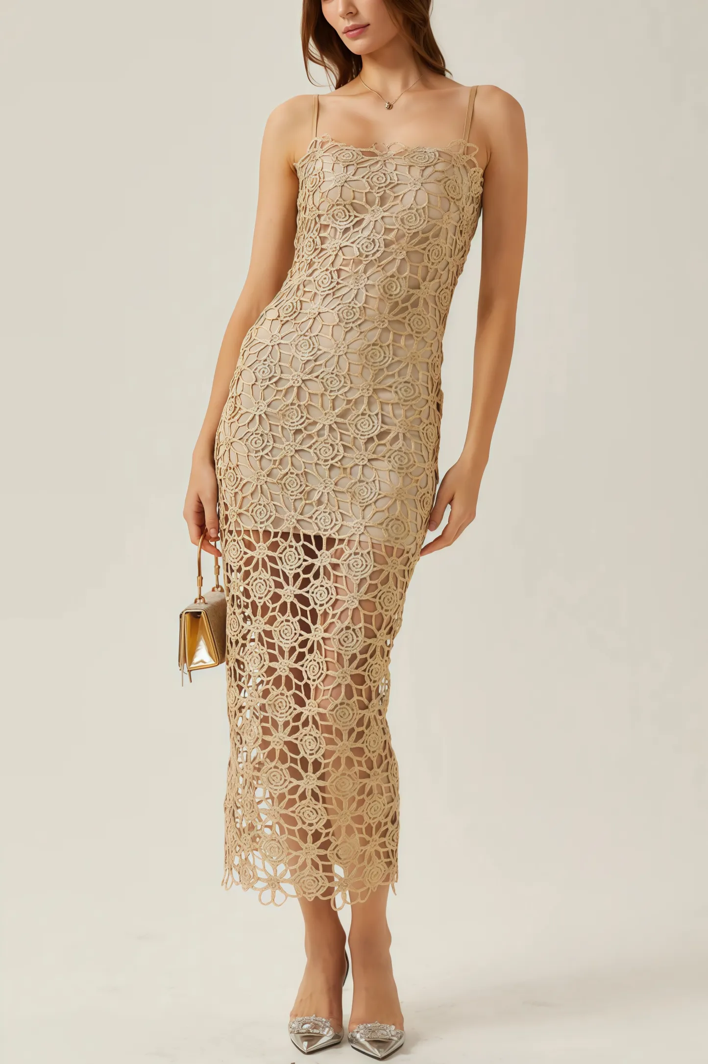 Zephyra Floral Embroidery Midi Dress Set