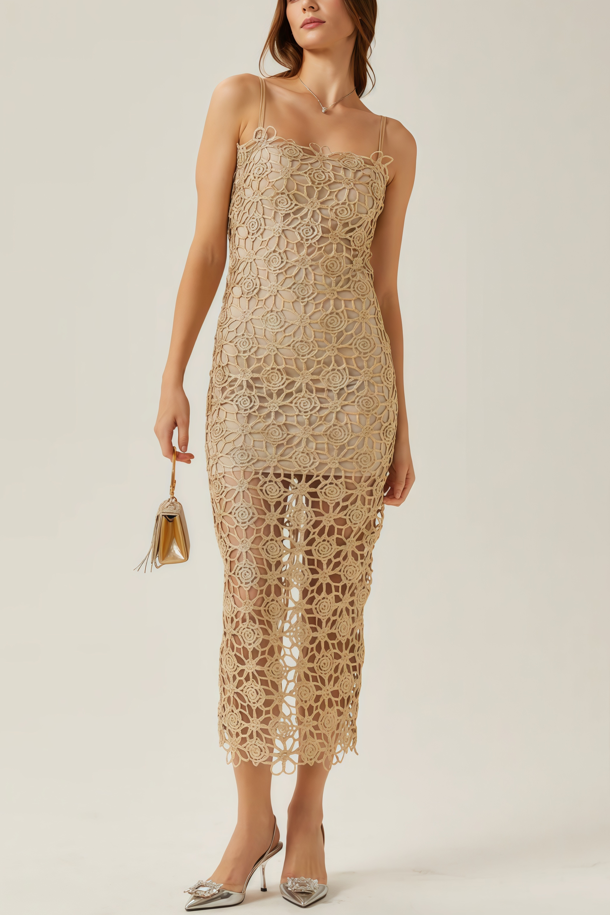 Zephyra Floral Embroidery Midi Dress Set