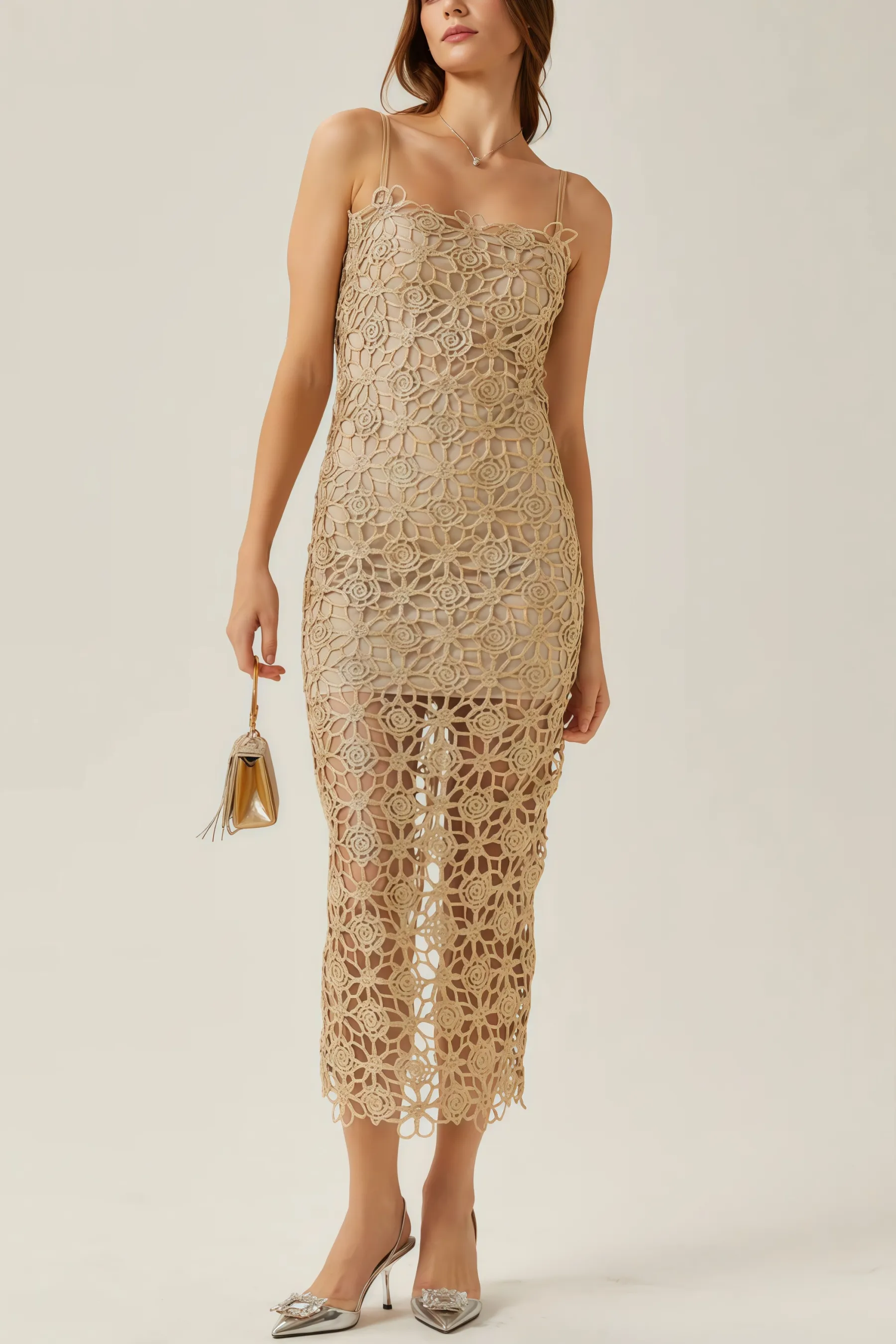 Zephyra Floral Embroidery Midi Dress Set