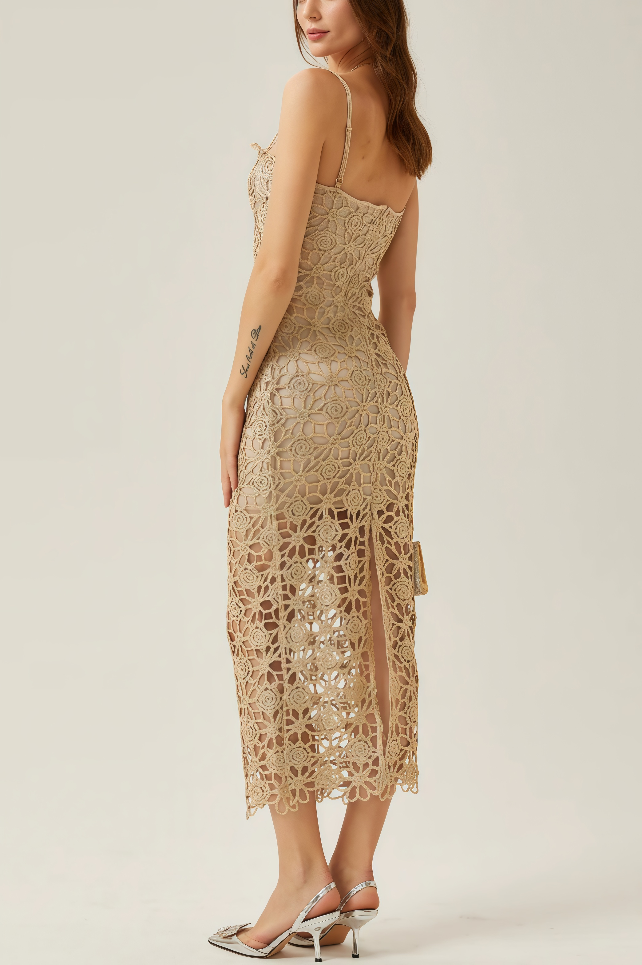 Zephyra Floral Embroidery Midi Dress Set