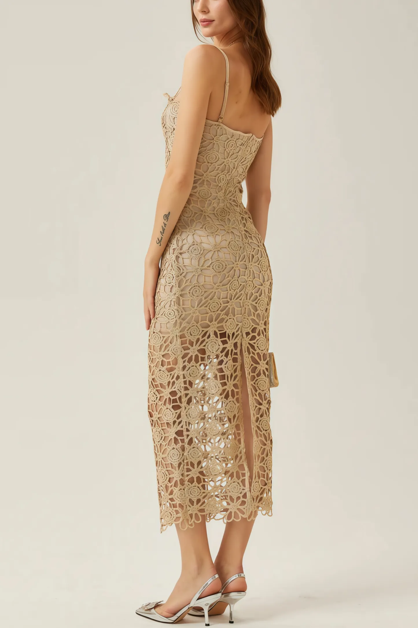 Zephyra Floral Embroidery Midi Dress Set