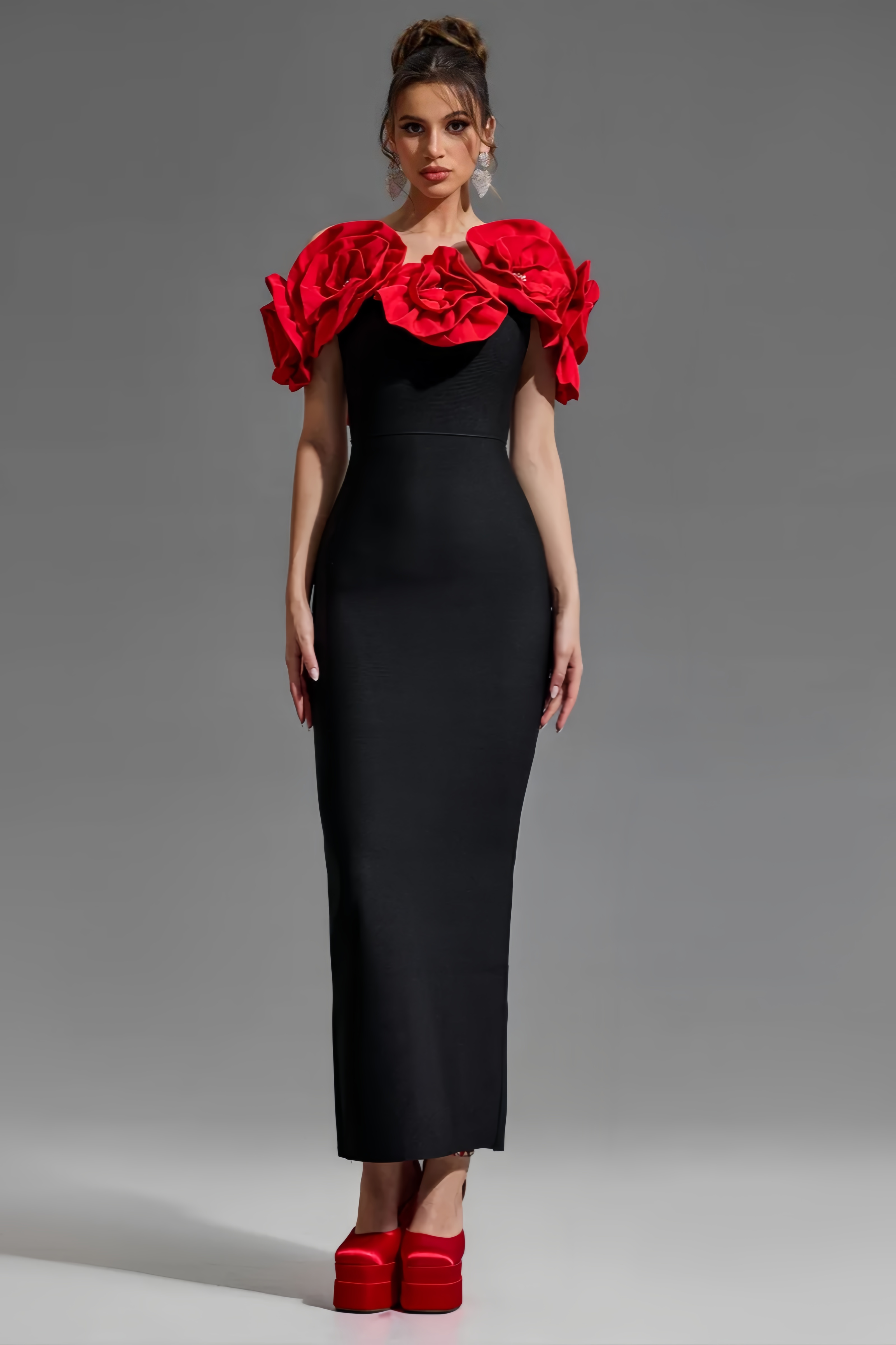 Tulip 3D Flower Bandage Midi Dress