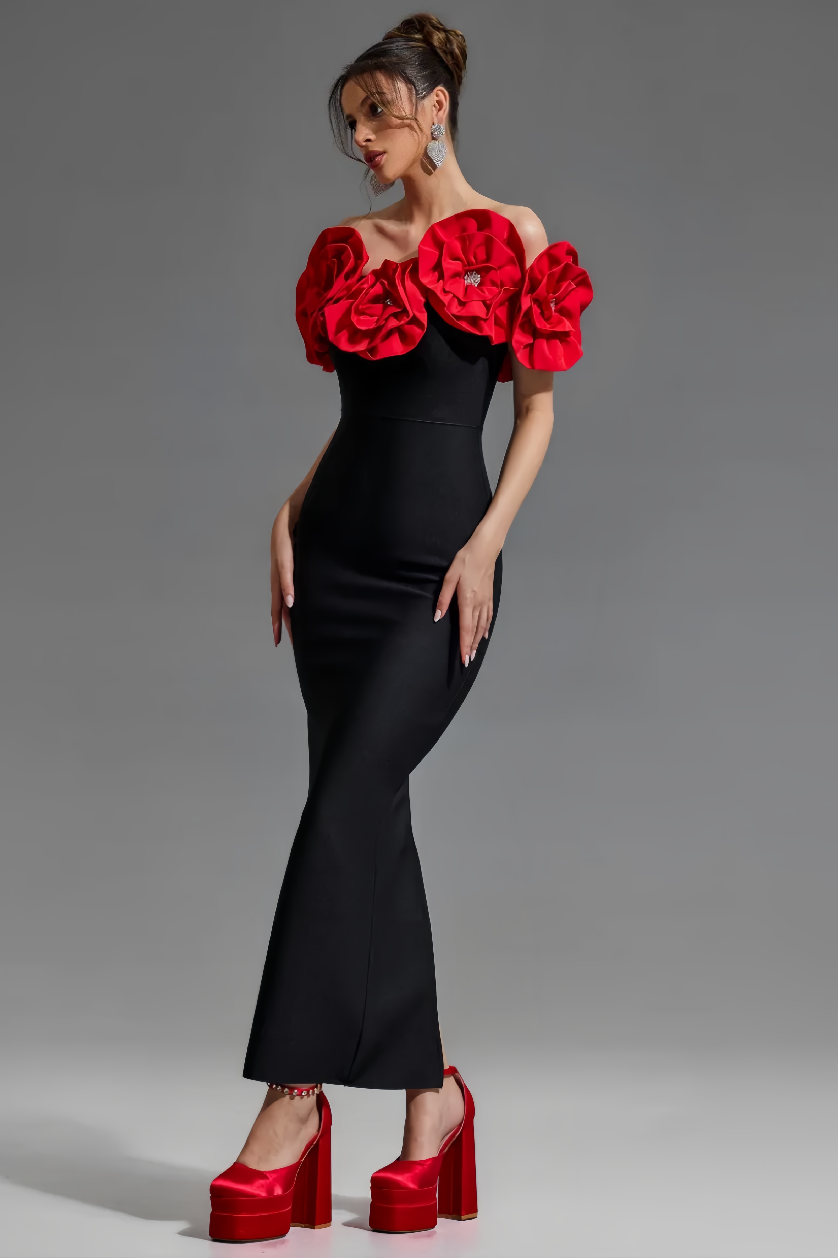 Tulip 3D Flower Bandage Midi Dress