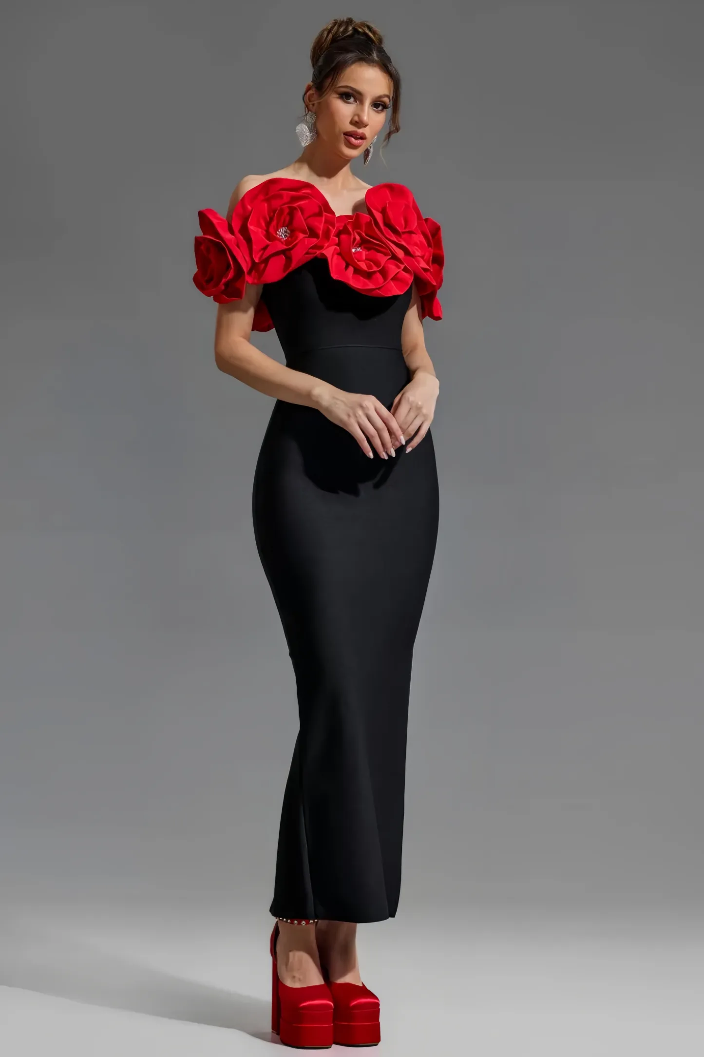 Tulip 3D Flower Bandage Midi Dress