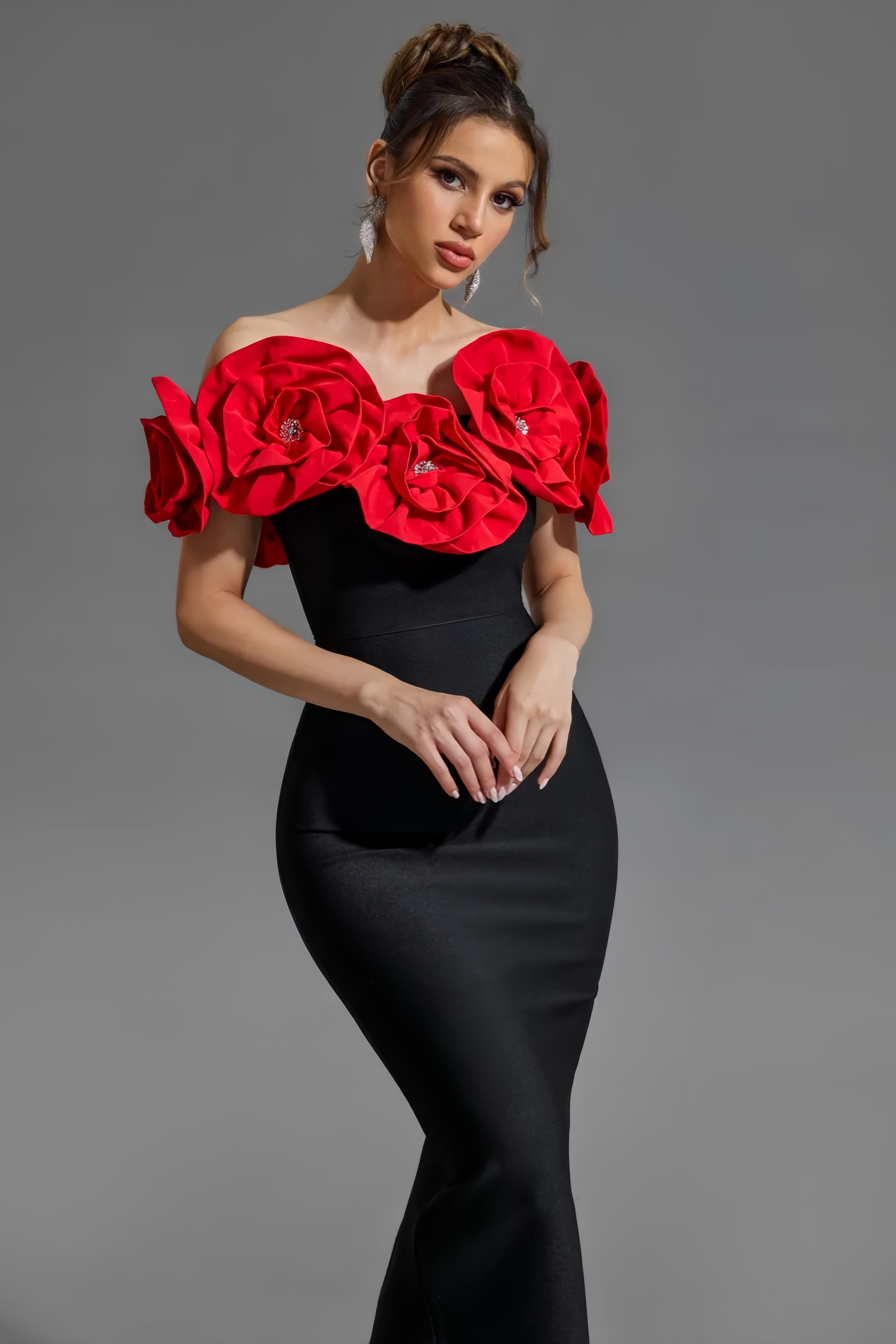 Tulip 3D Flower Bandage Midi Dress