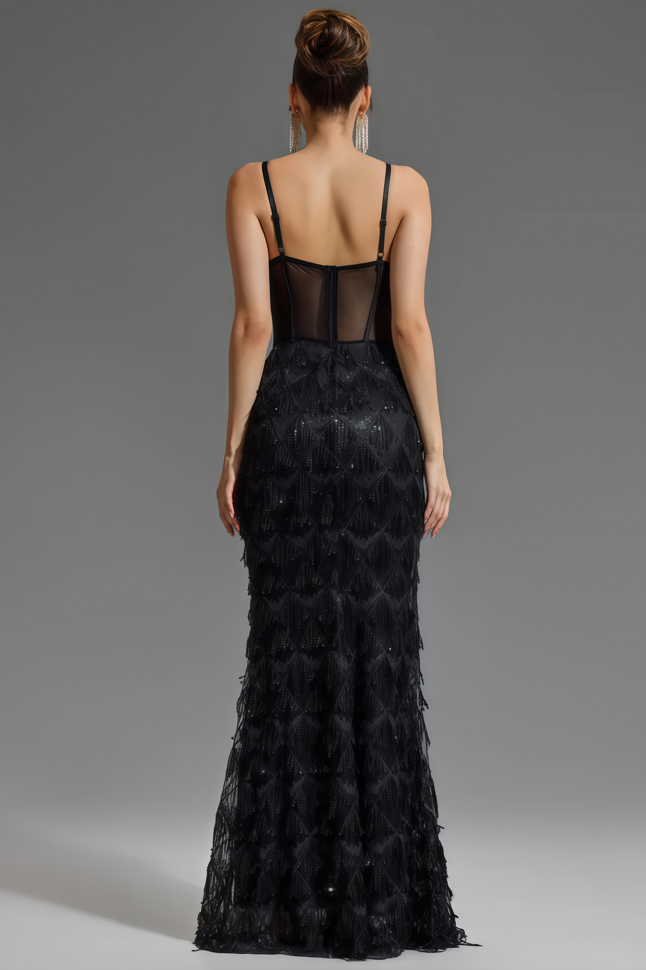 Max Sequin Tassel Neck Maxi Dress