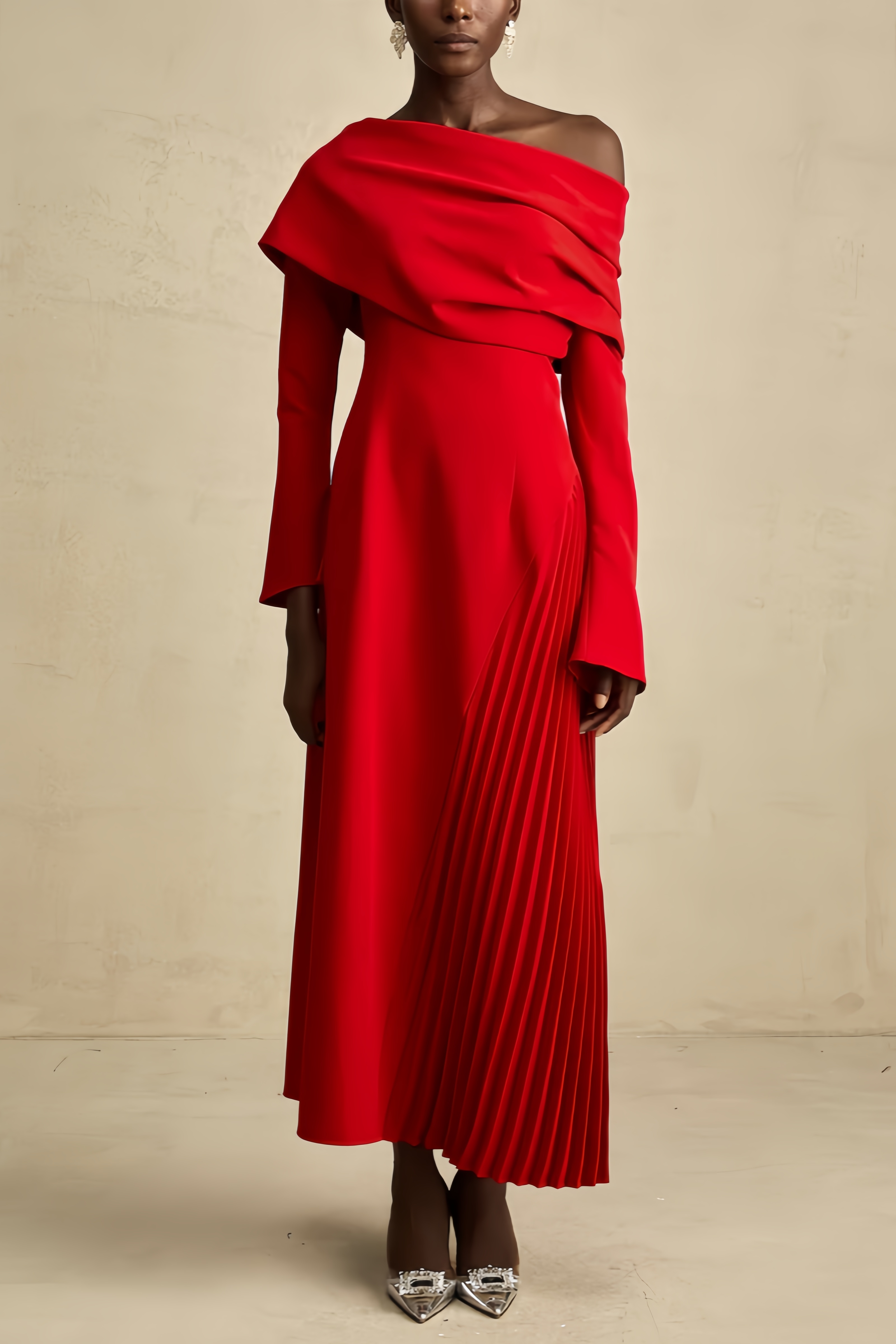 Kila Strapless Slant Neck Maxi Dress