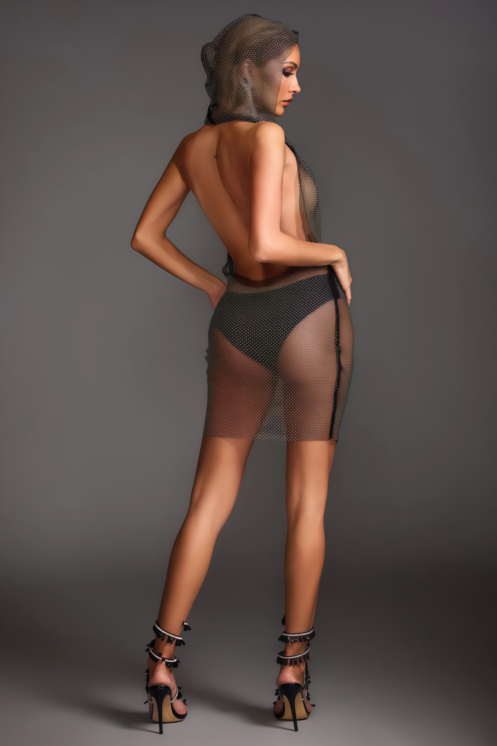Olivia Diamond Mesh Mini Dress