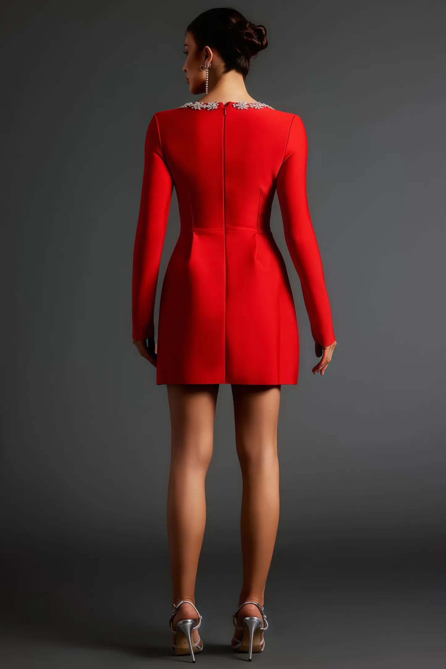 Sam Diamond Setting Long Sleeve Bandage Mini Dress