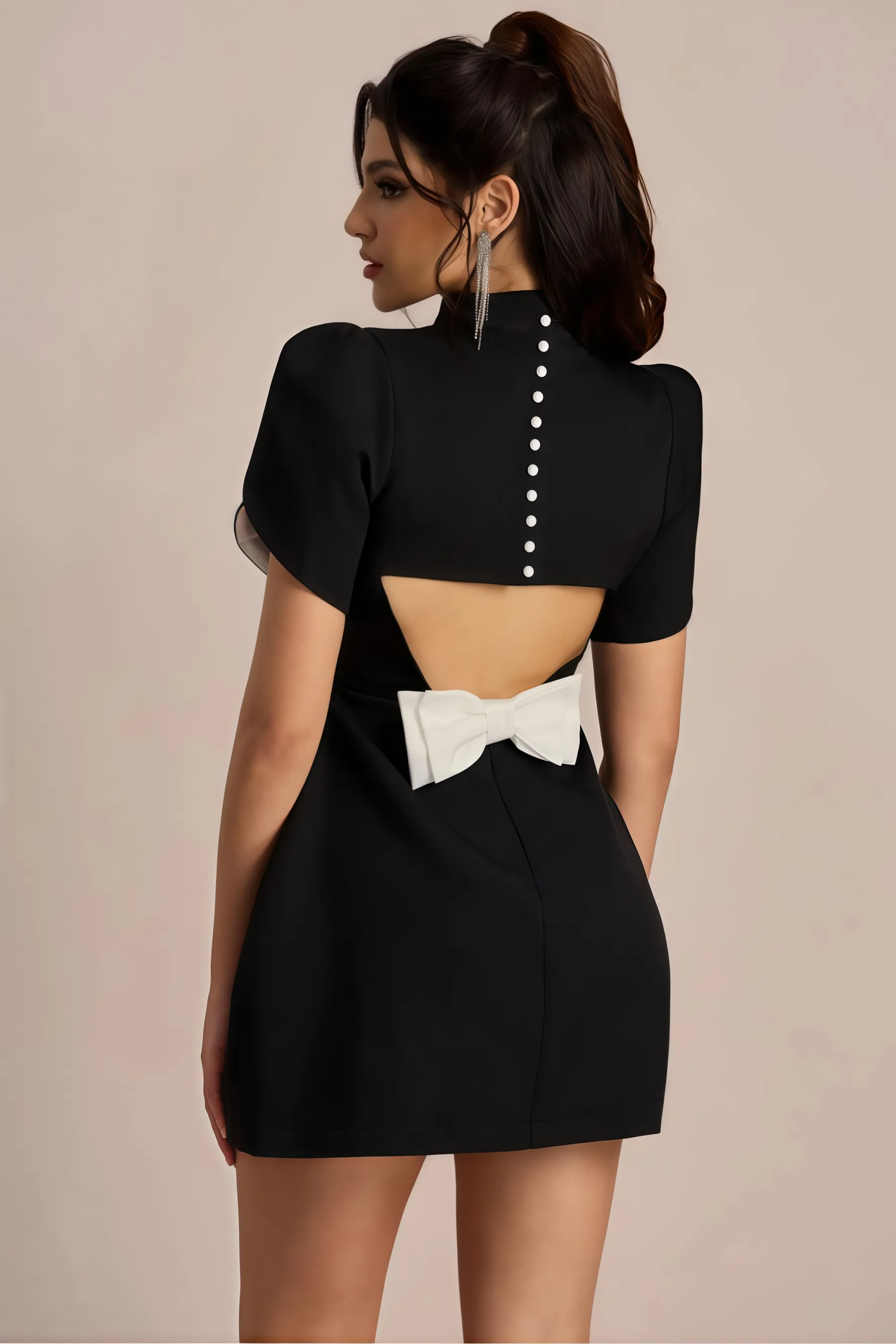 Bliss Black Cutout Bow Mini Dress