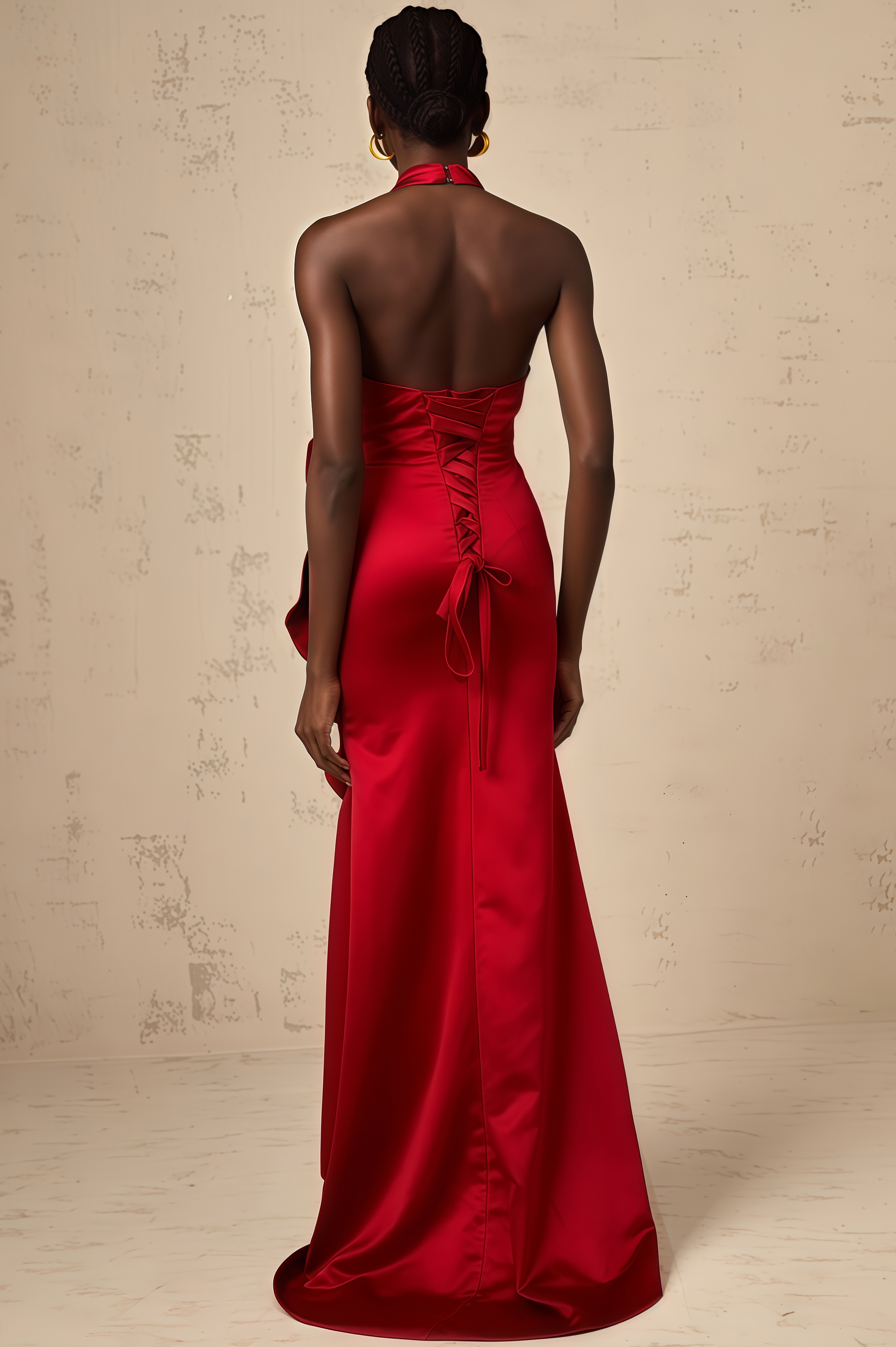 Caiusa Red 3D Floral Ruffle Maxi Dress