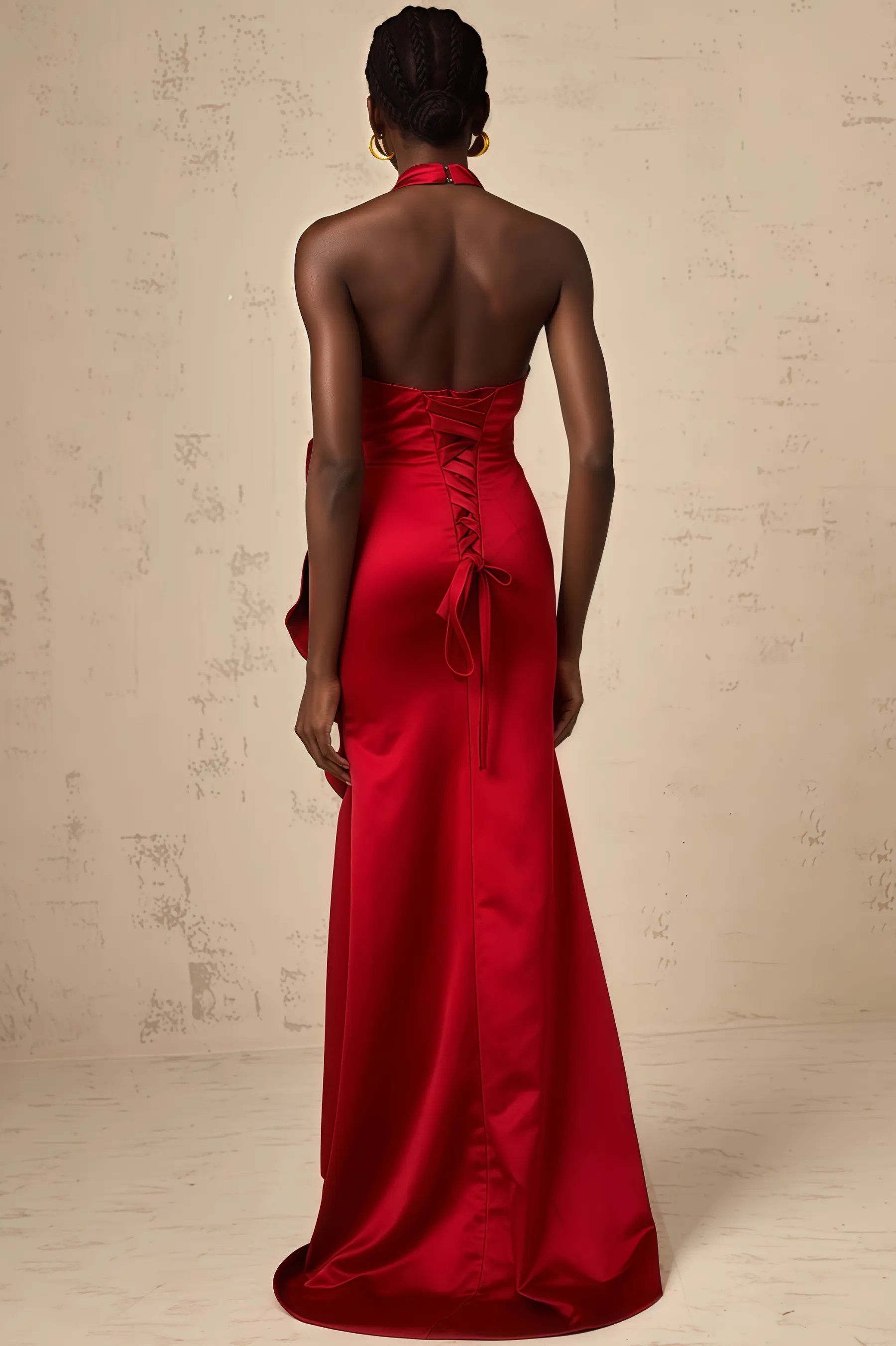 Caiusa Red 3D Floral Ruffle Maxi Dress
