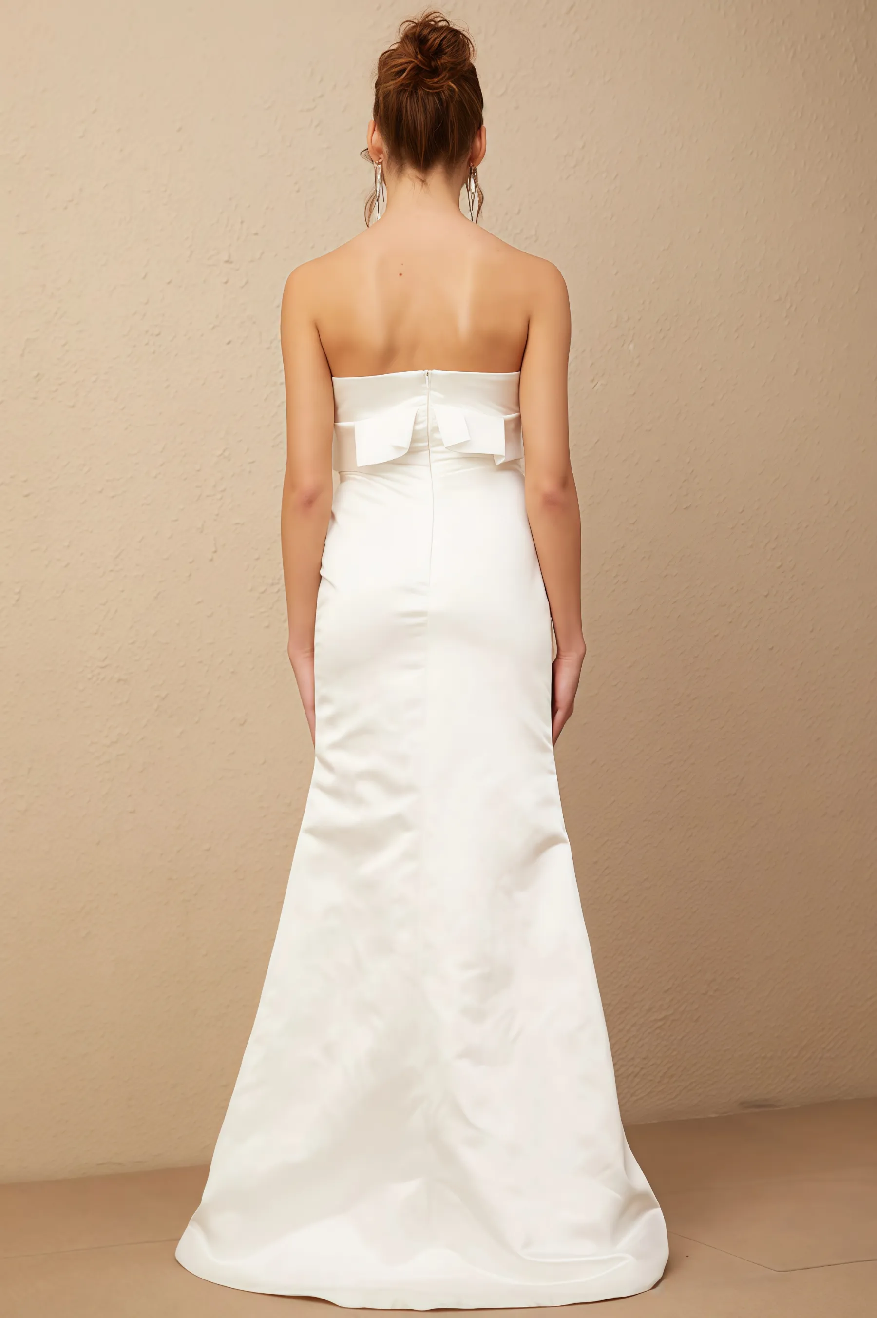 Jiusi White Floral Appliqued Satin Maxi Dress