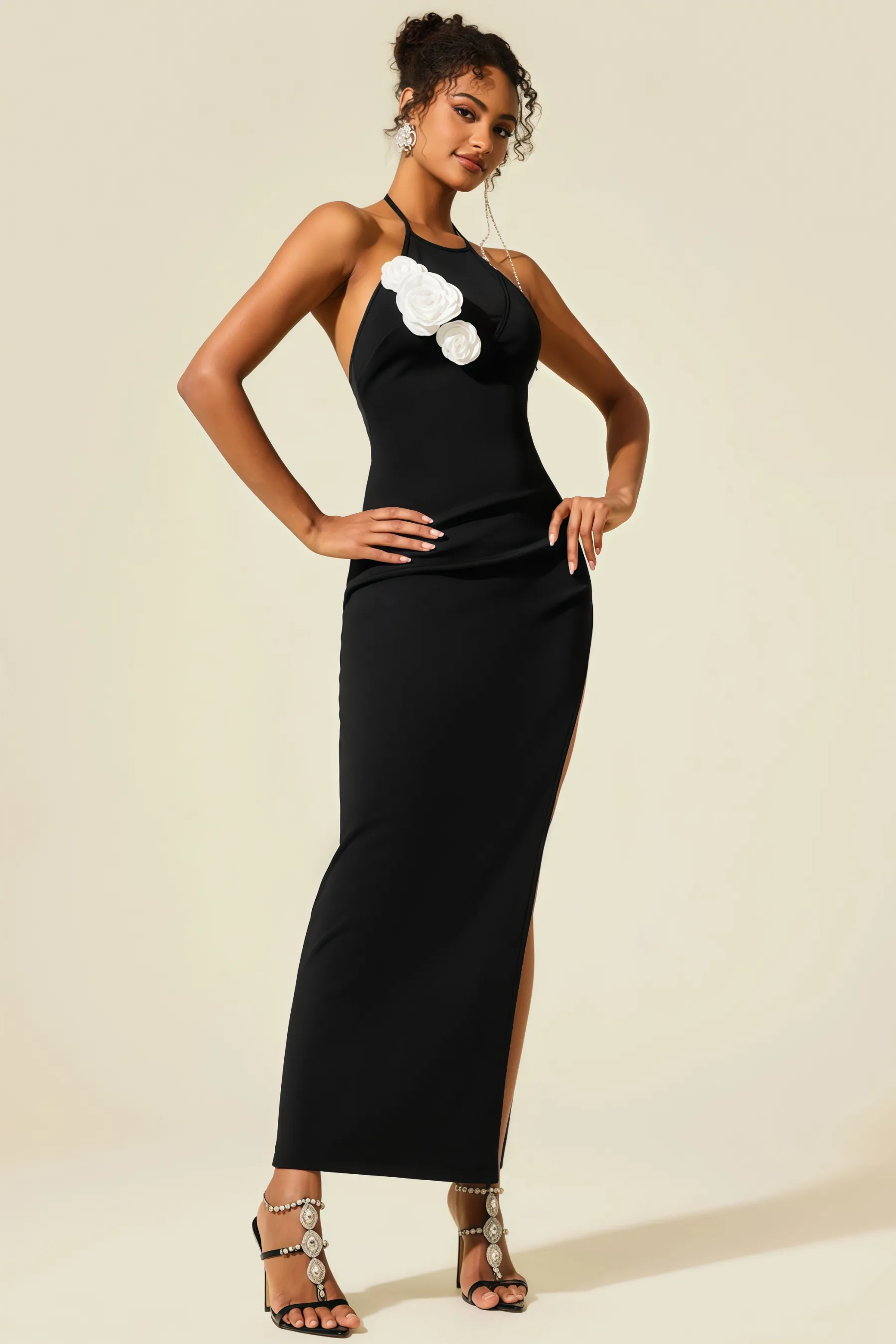 Zella 3D Floral Lace Up Midi Dress