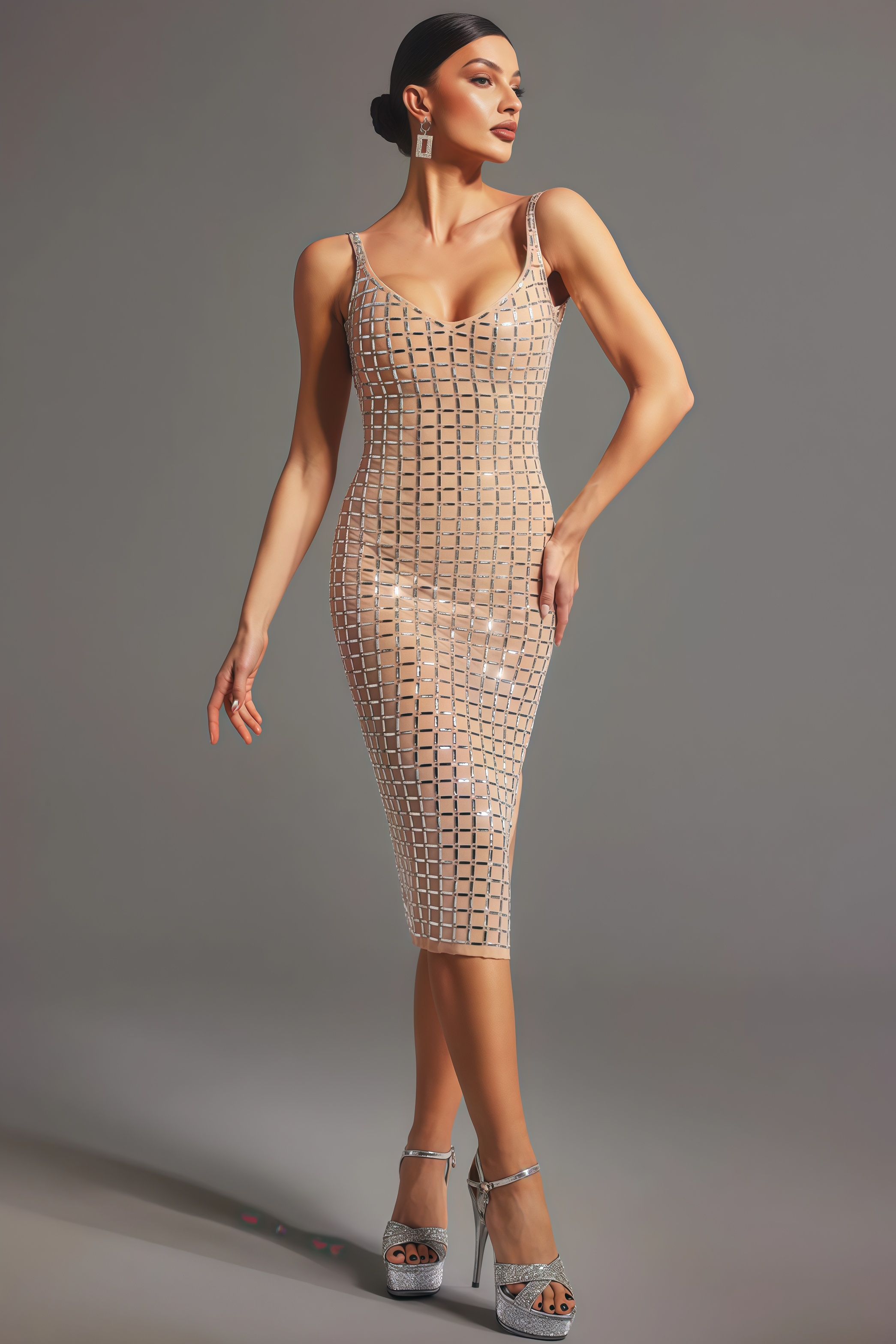 Tilly Sleeveless Diamond Midi Dress