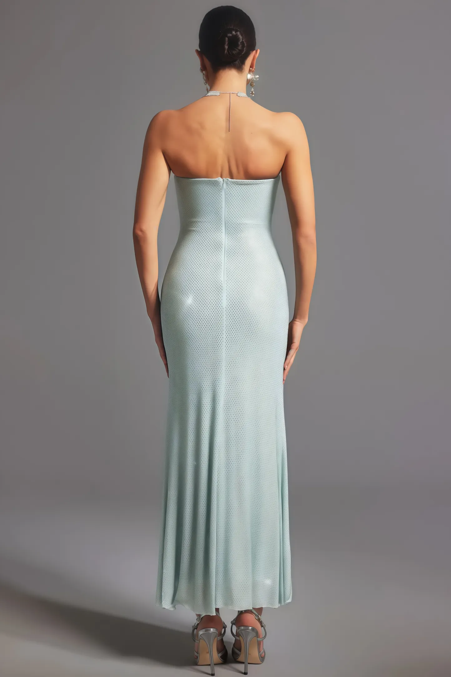 Orins Strapless Bow Diamond Maxi Dress