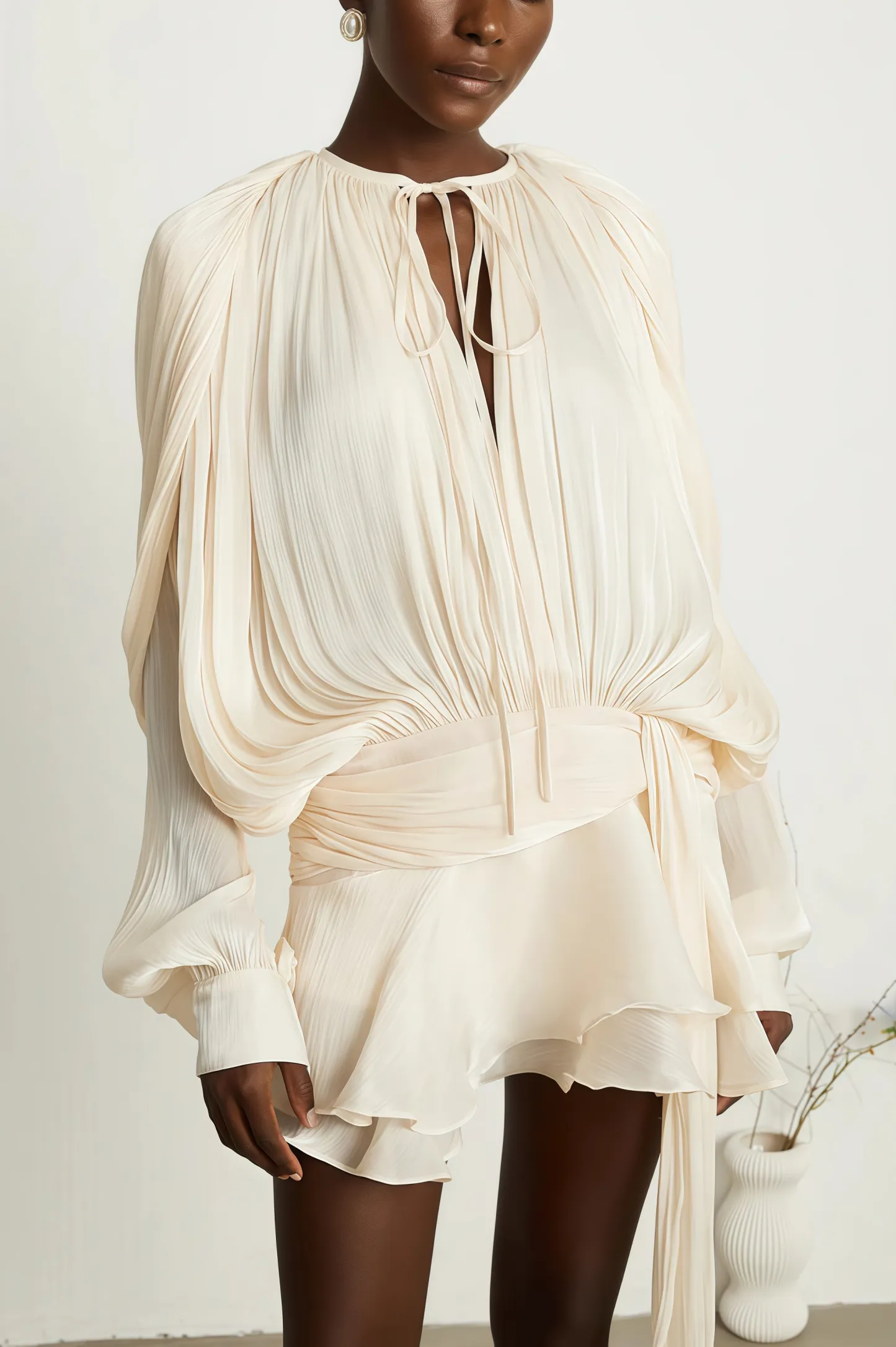 Jessamine Pleated Ruffle Mini Dress