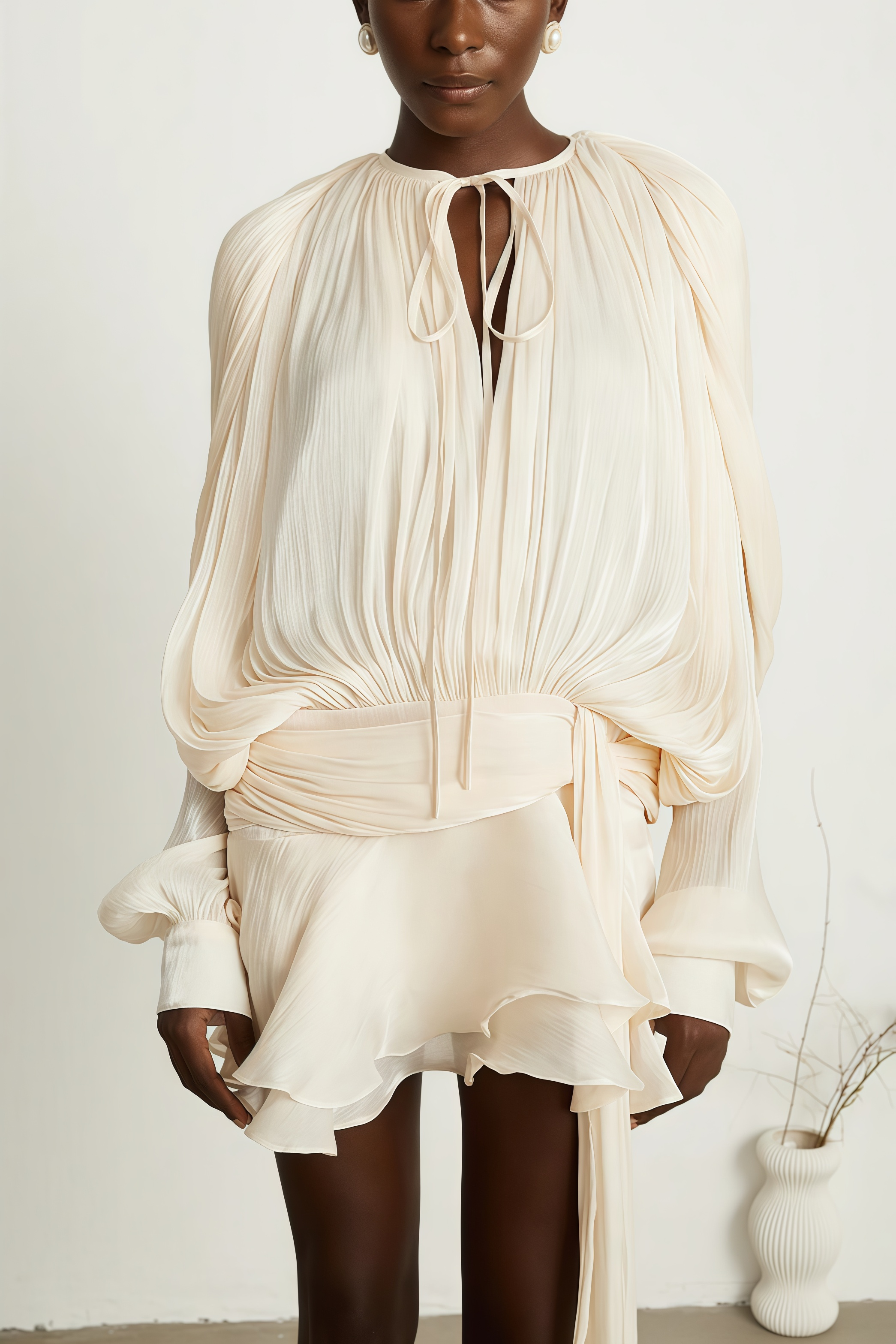 Jessamine Pleated Ruffle Mini Dress