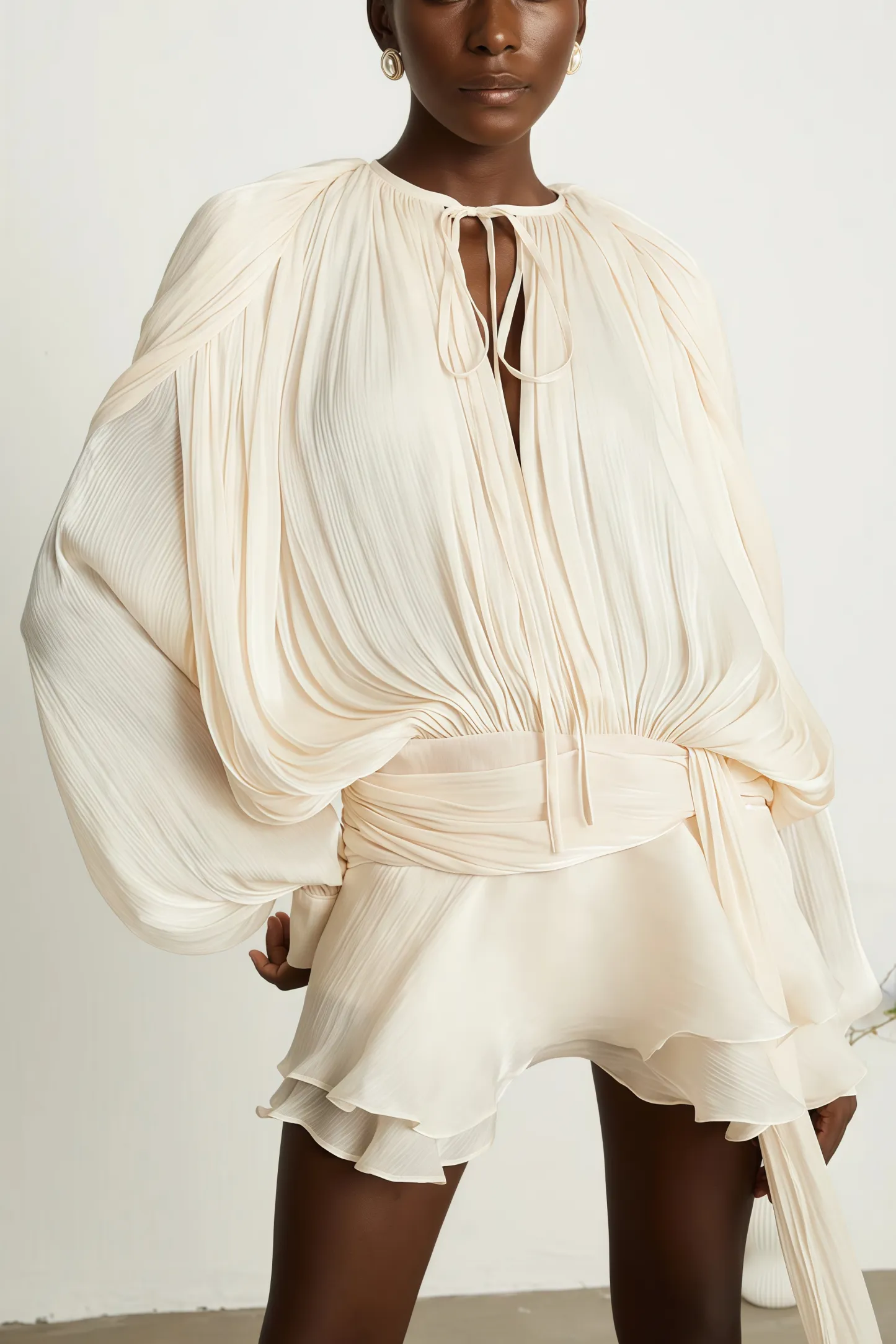 Jessamine Pleated Ruffle Mini Dress