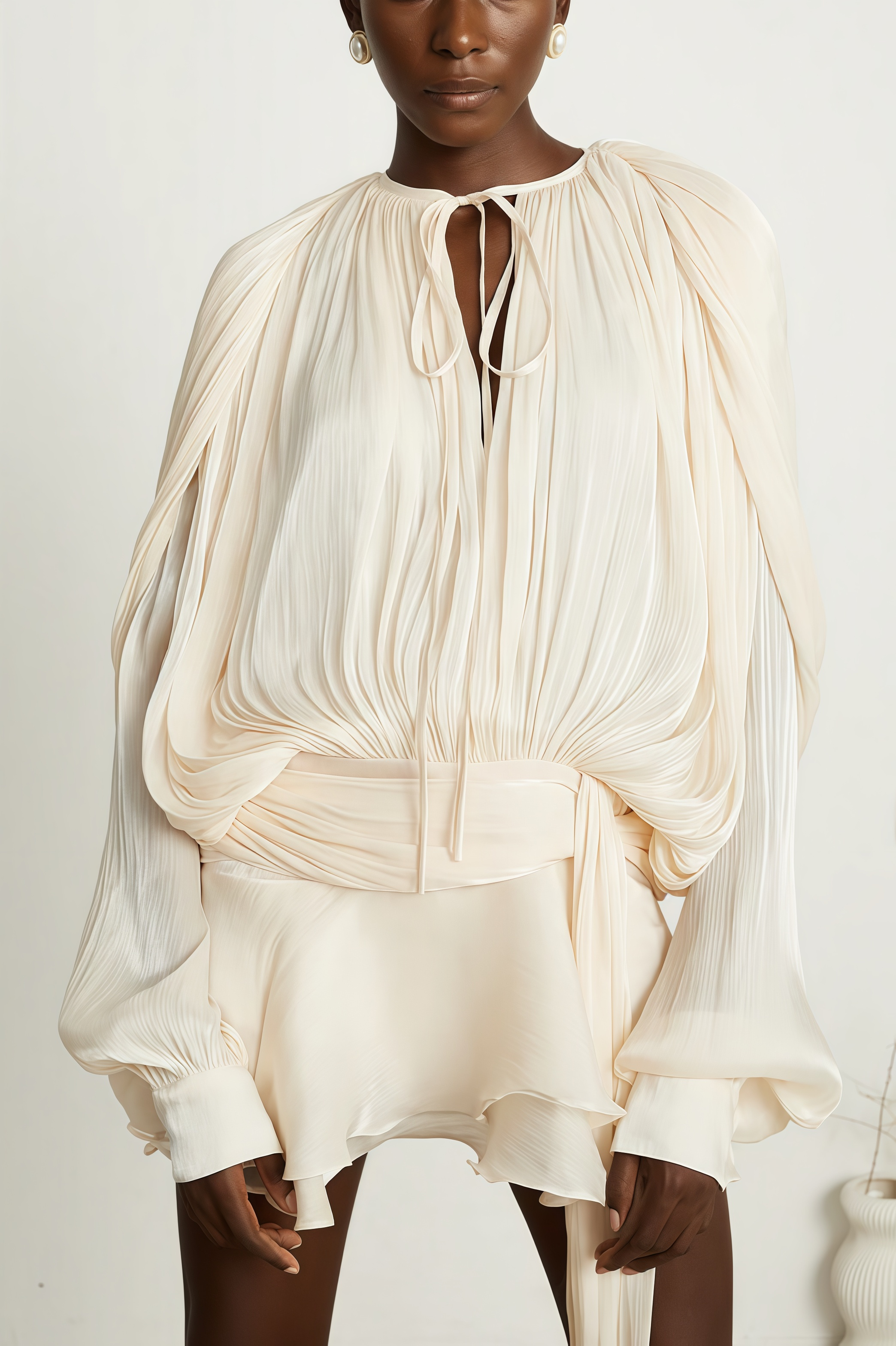 Jessamine Pleated Ruffle Mini Dress