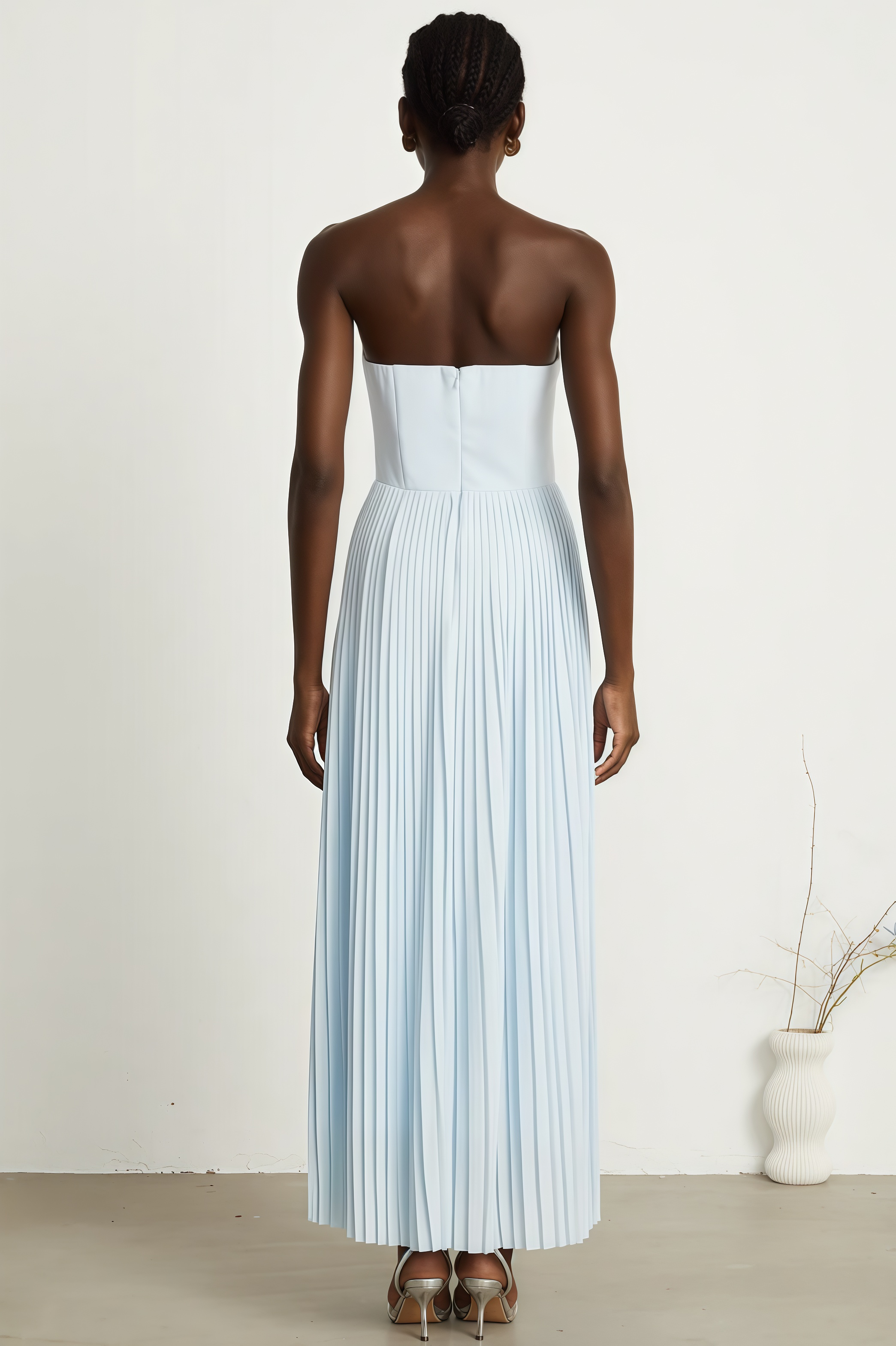Dalia Blue Pleated Corset Maxi Dress