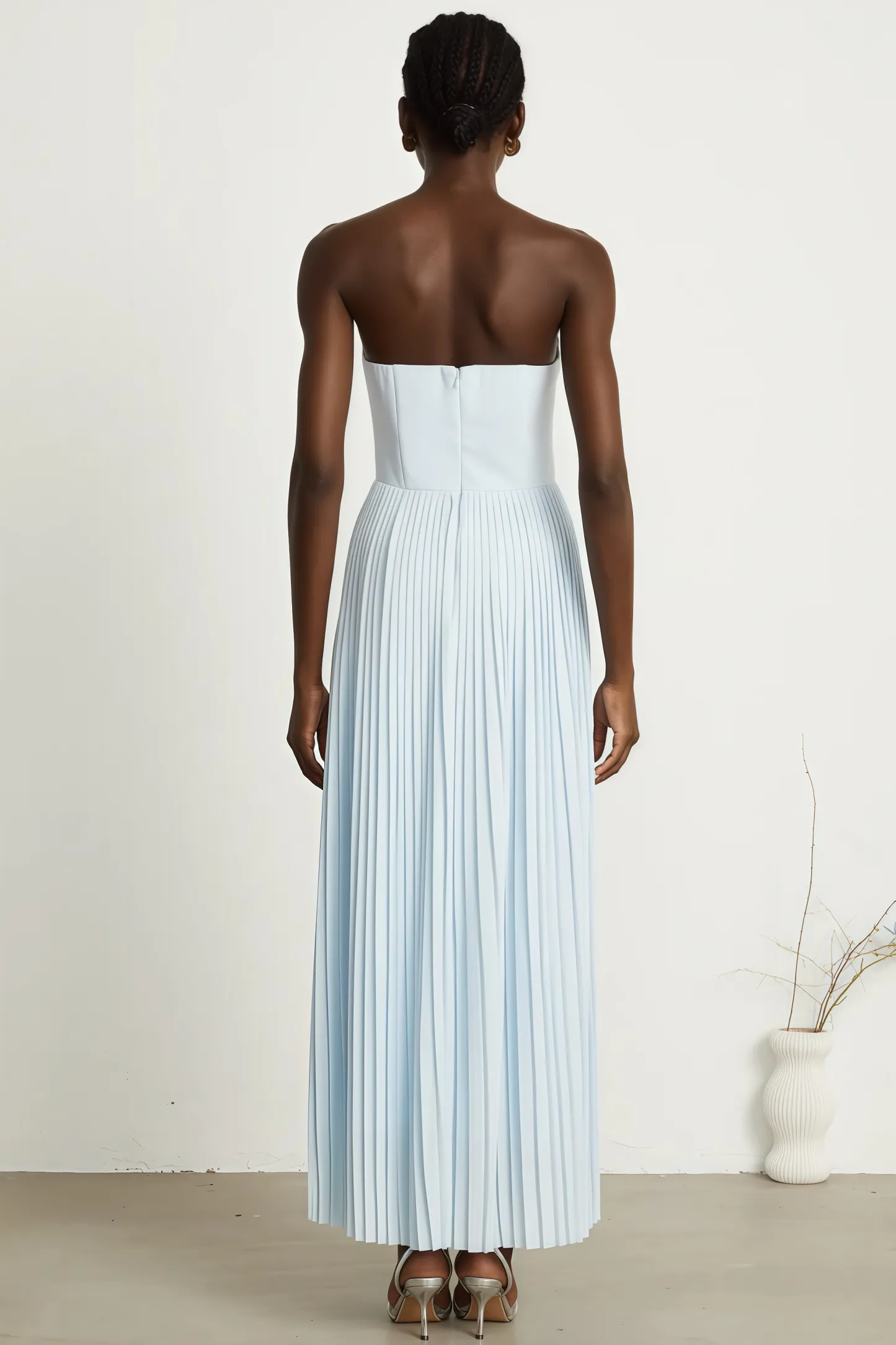Dalia Blue Pleated Corset Maxi Dress