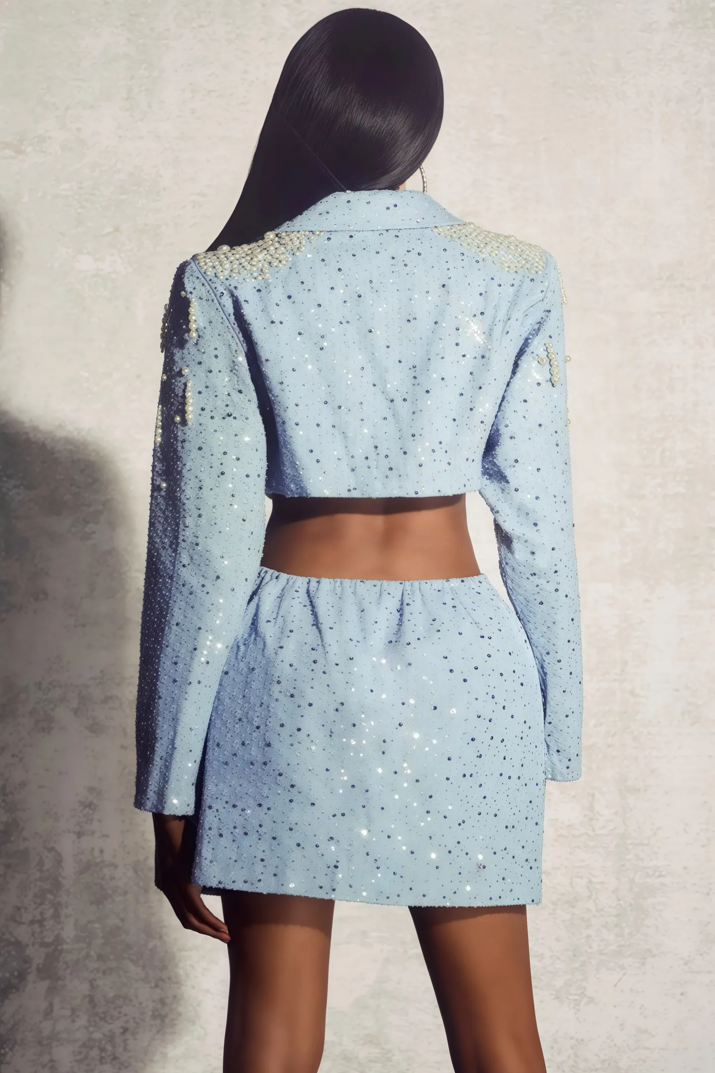 Orlin Pearl Embellished Cut-out Mini Dress