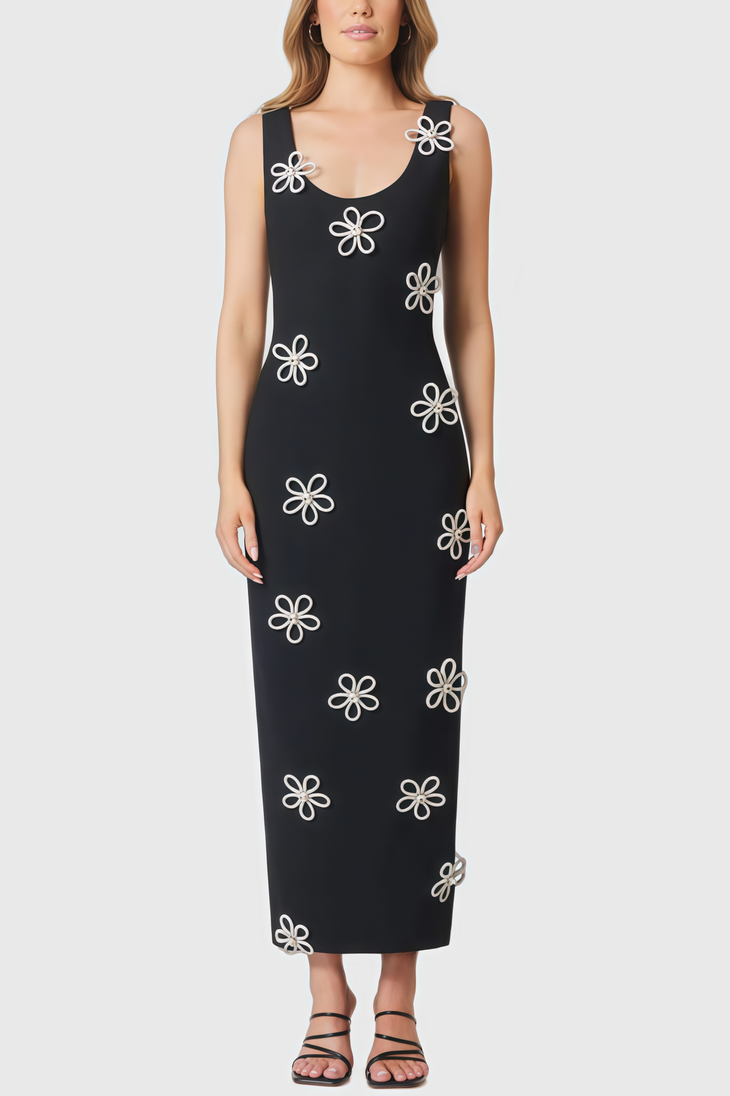 Sharo Black Diamante Midi Dress