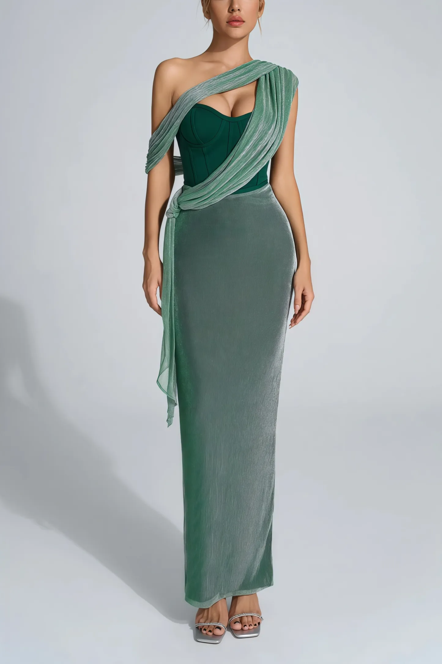 Serela Green Halter Strap Maxi Dress