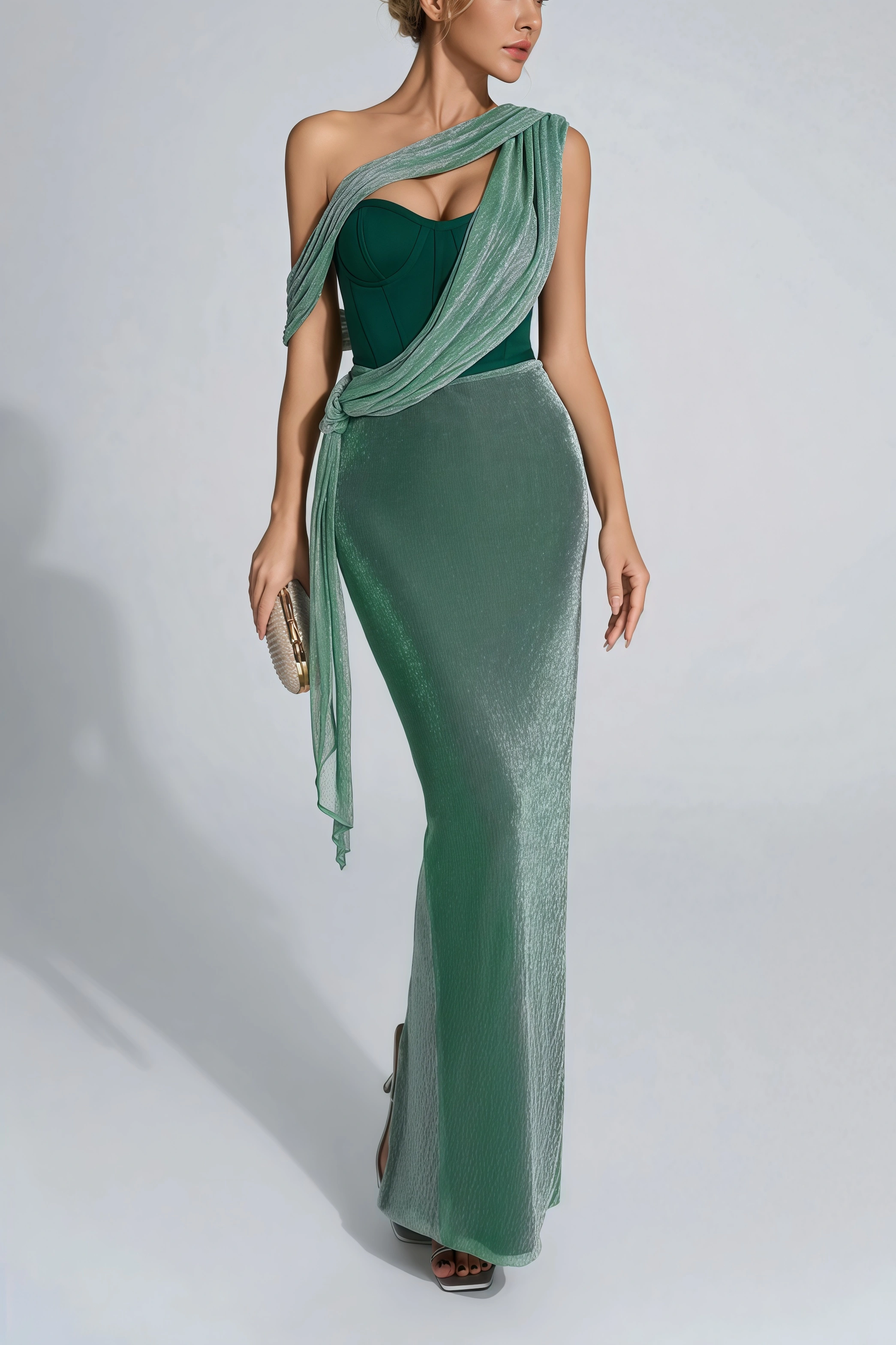Serela Green Halter Strap Maxi Dress