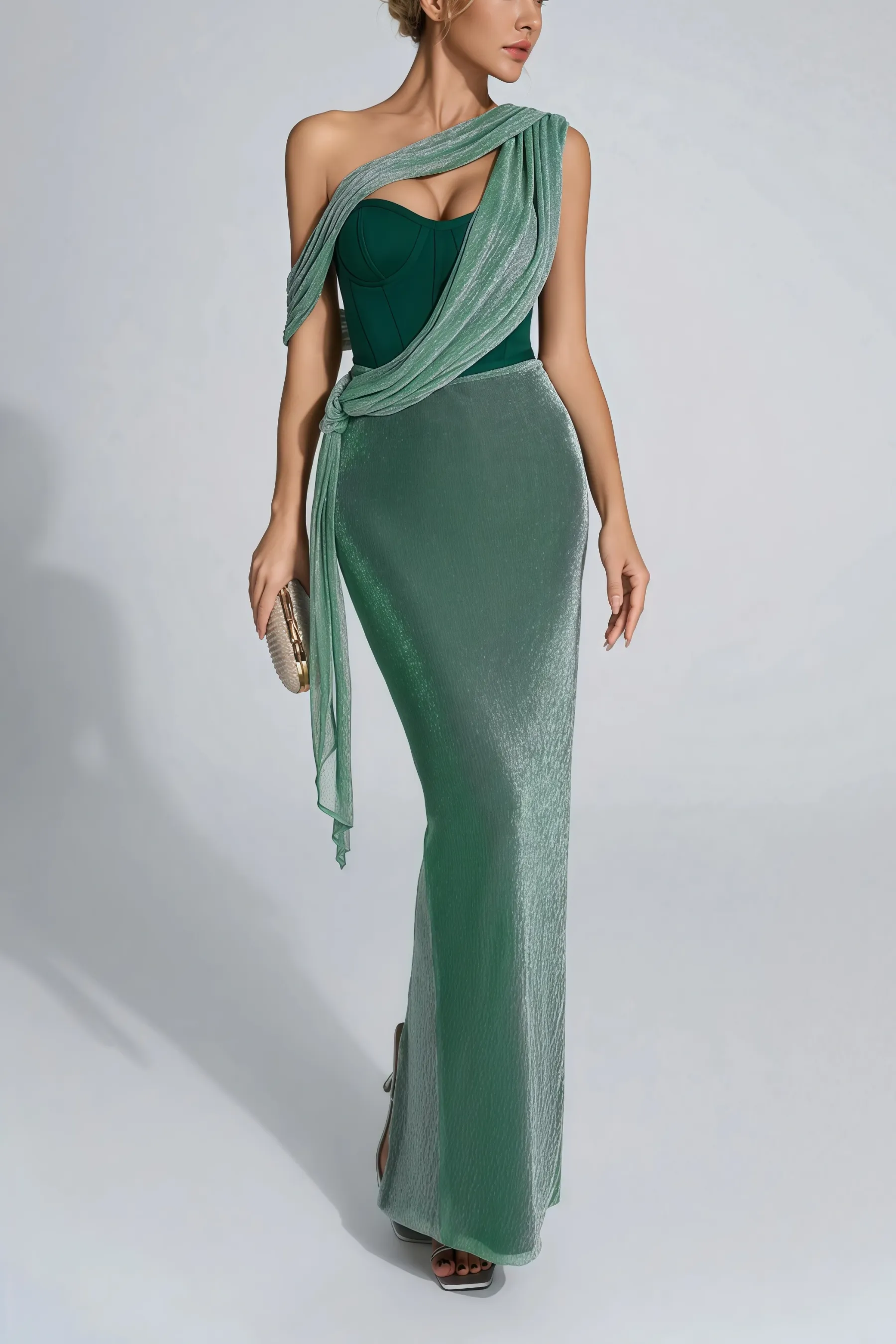 Serela Green Halter Strap Maxi Dress