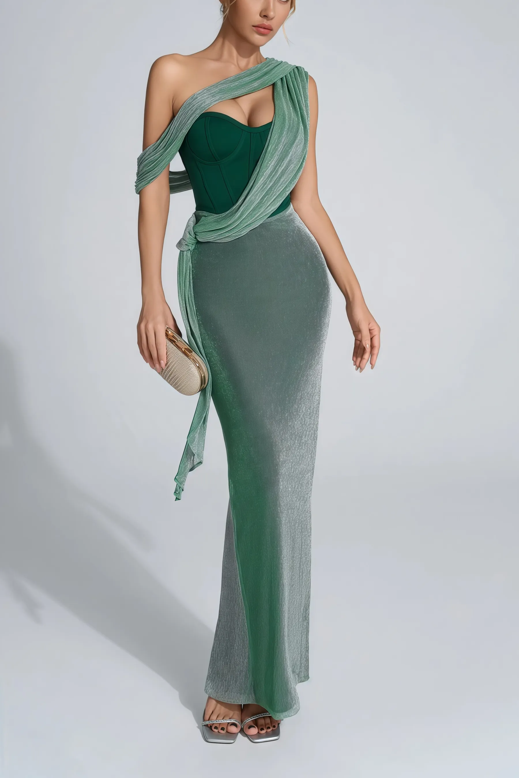 Serela Green Halter Strap Maxi Dress