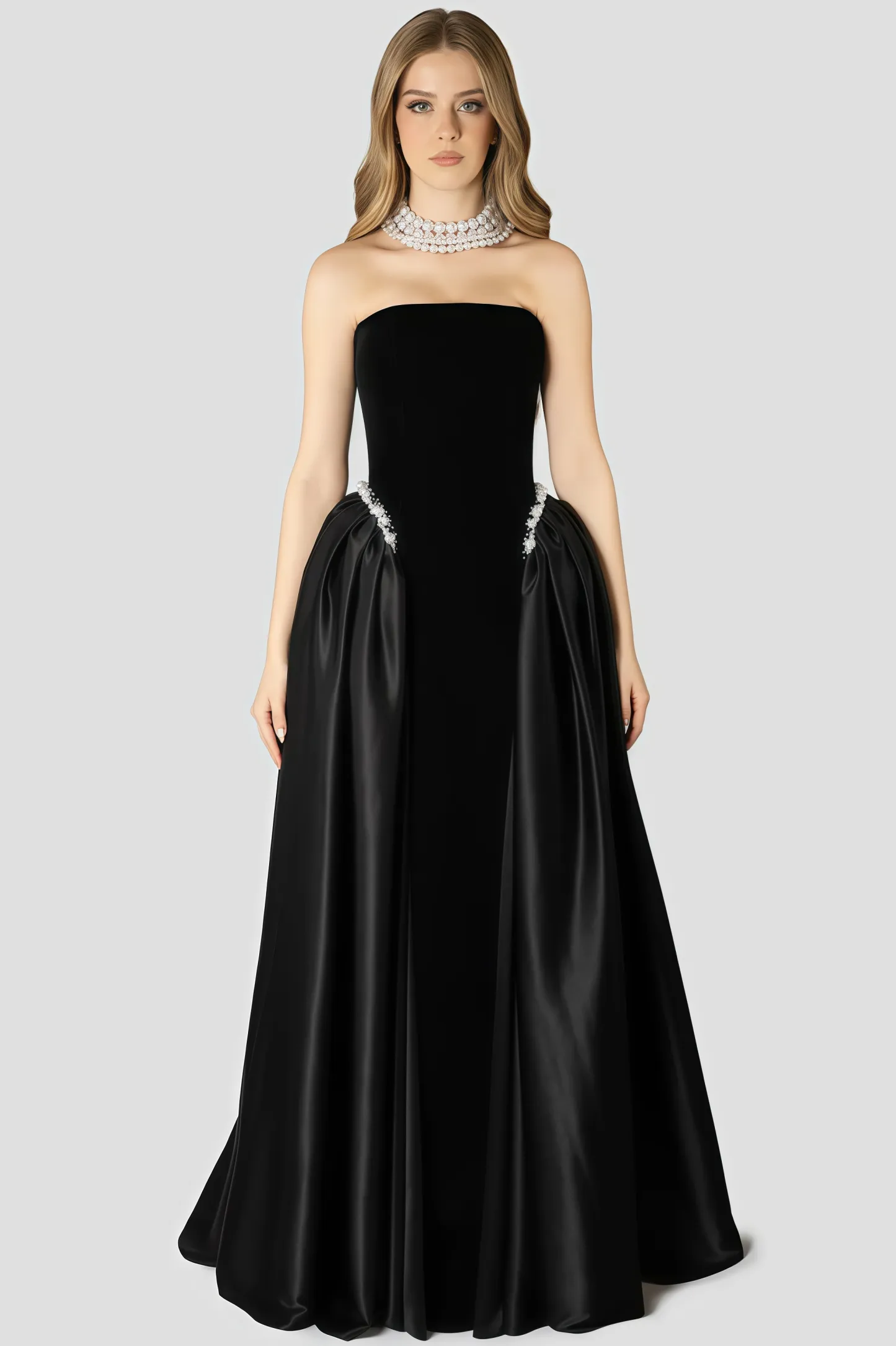 Eustace Black Strapless Evening Maxi Dress